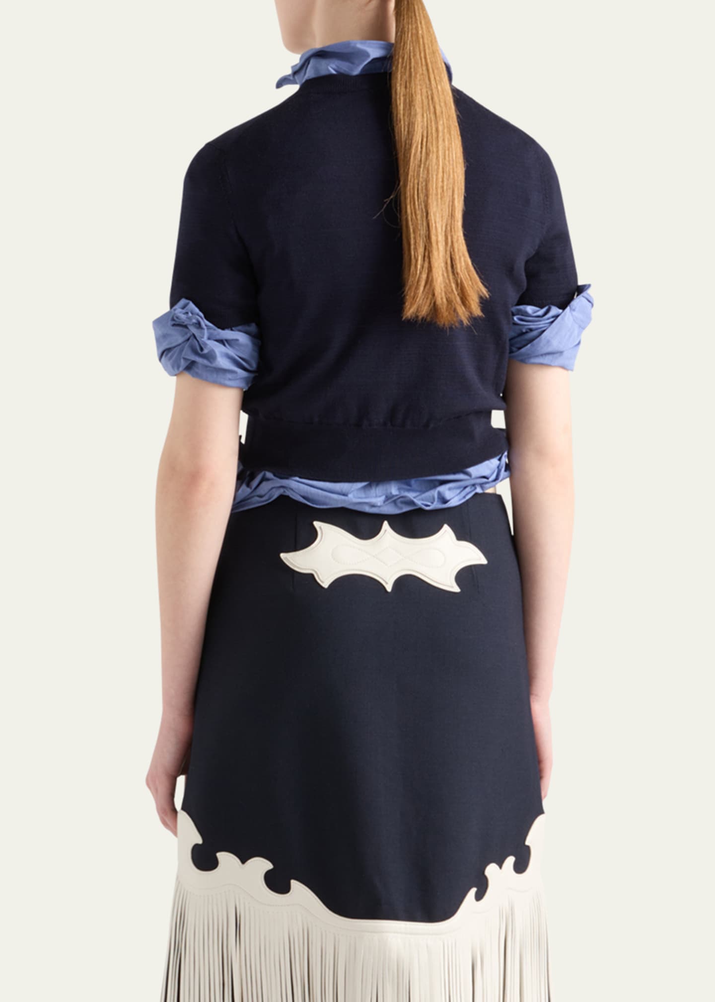 Prada V-Neck Short Sleeve Boxy Wool Sweater Image 3 of 4