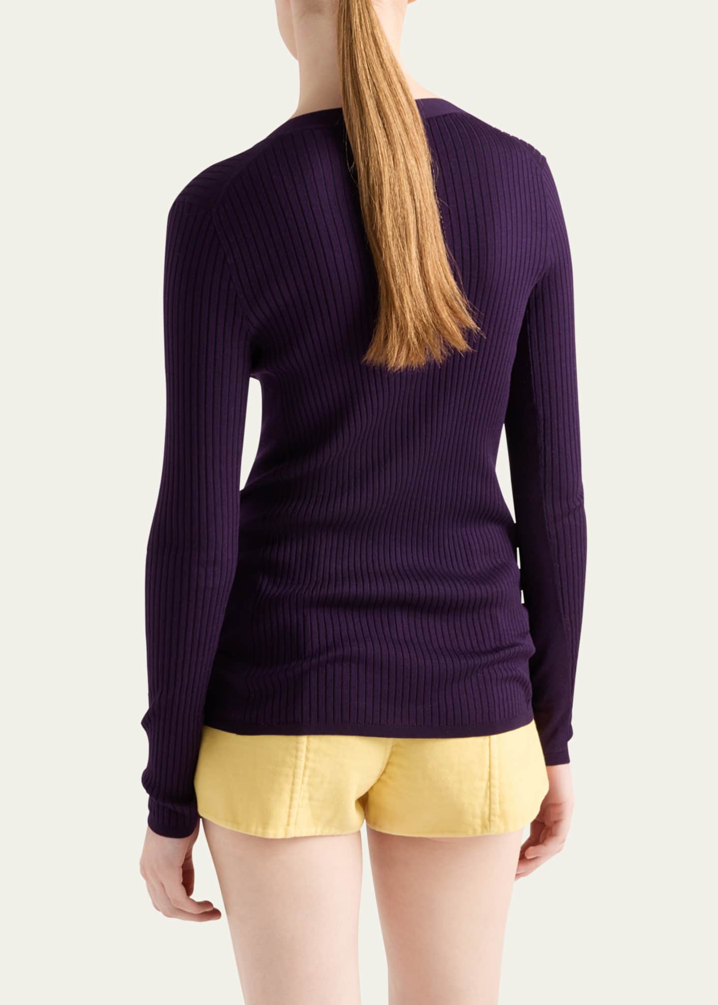 Prada Fitted Long-Sleeve Ribbed Cardigan Image 3 of 4