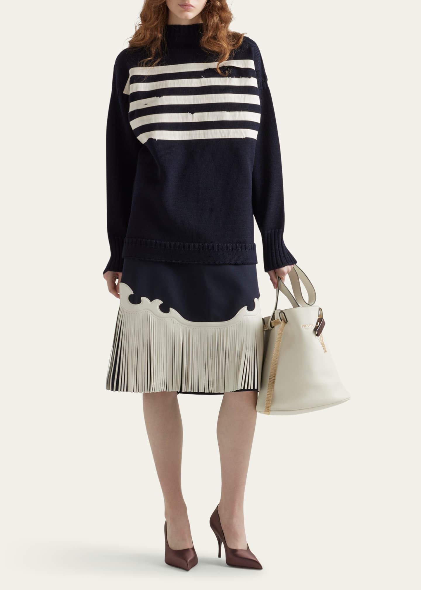 Prada Western Leather Fringe Skirt Image 2 of 4