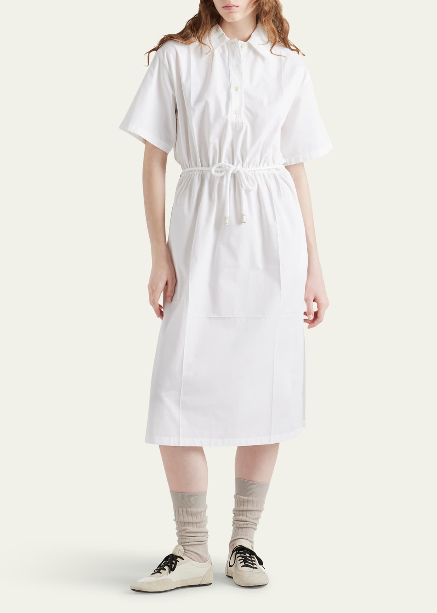 Prada Drawstring Satin Back Midi Dress Image 2 of 3