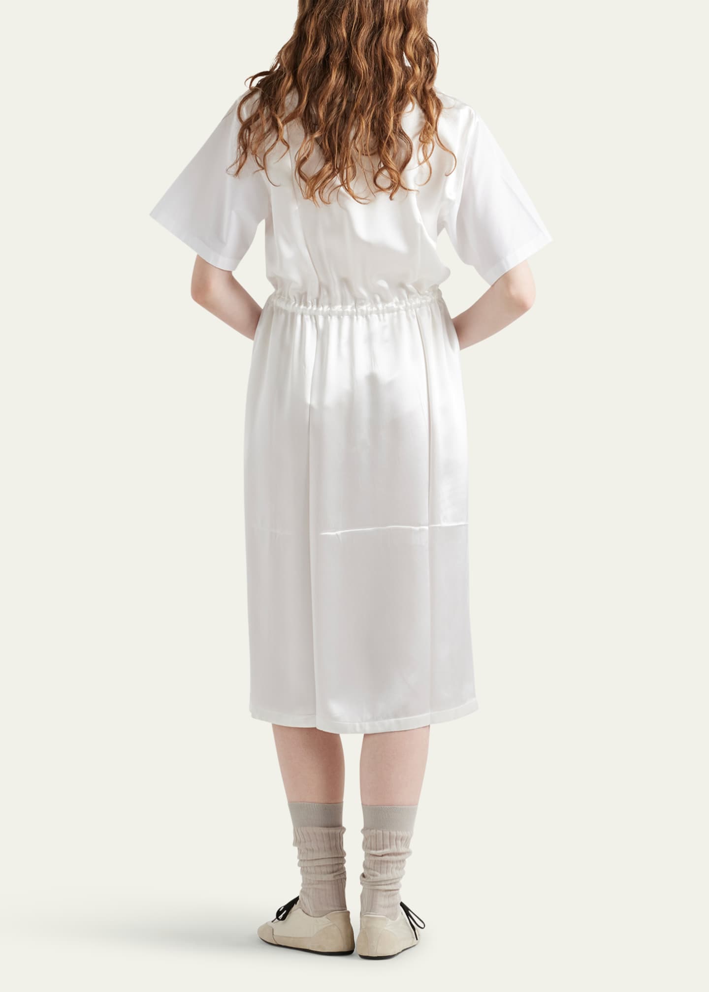 Prada Drawstring Satin Back Midi Dress Image 3 of 3