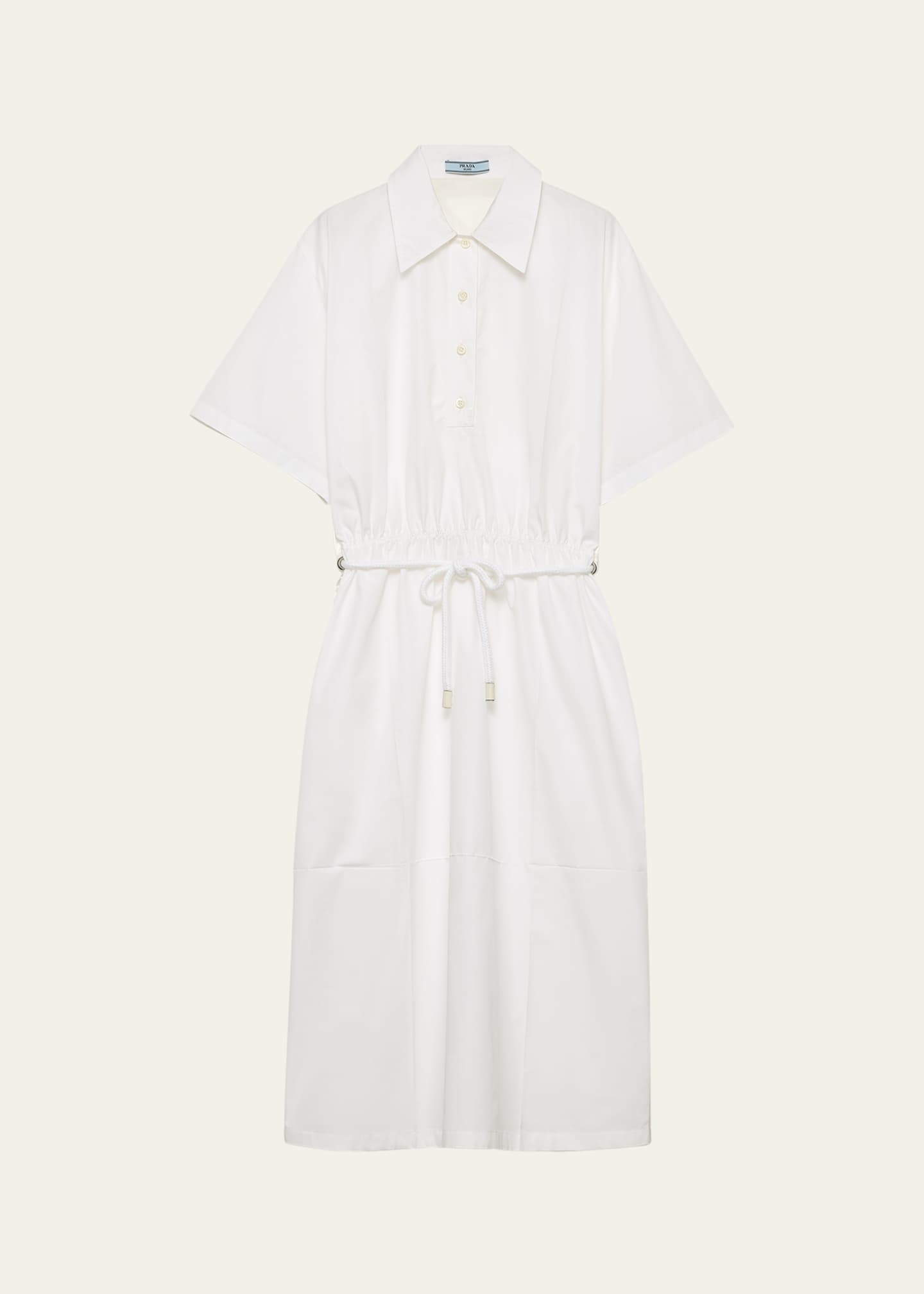 Prada Drawstring Satin Back Midi Dress Image 1 of 3
