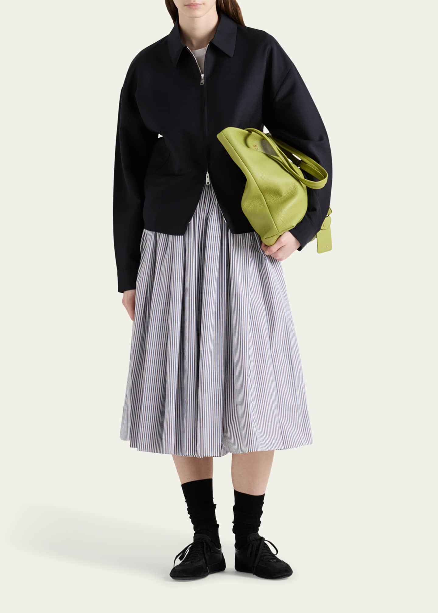 Prada Striped A-Line Full Skirt - Bergdorf Goodman