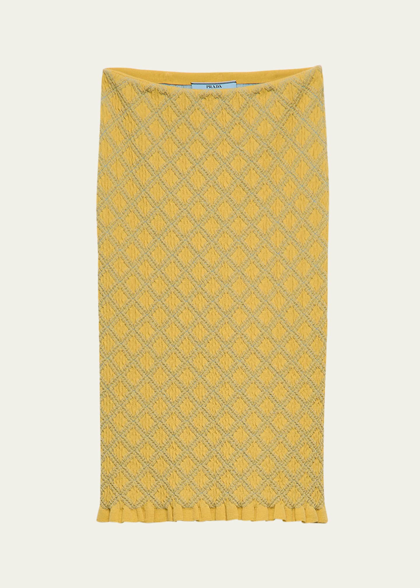 Prada Diamond Pattern Smocked Knit Skirt Image 1 of 5