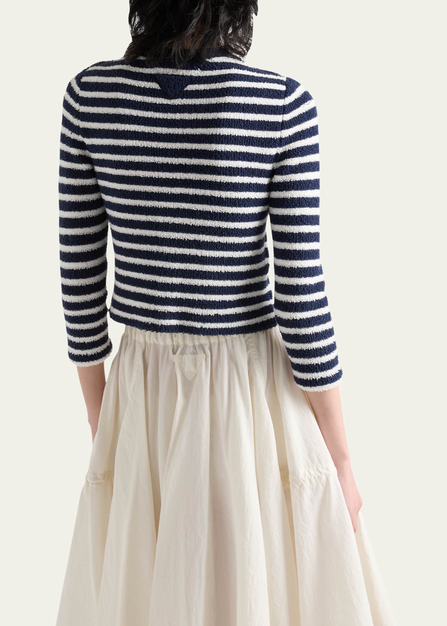 Prada Striped Three-Quarter Sleeve Knit Cardigan Image 3 of 3