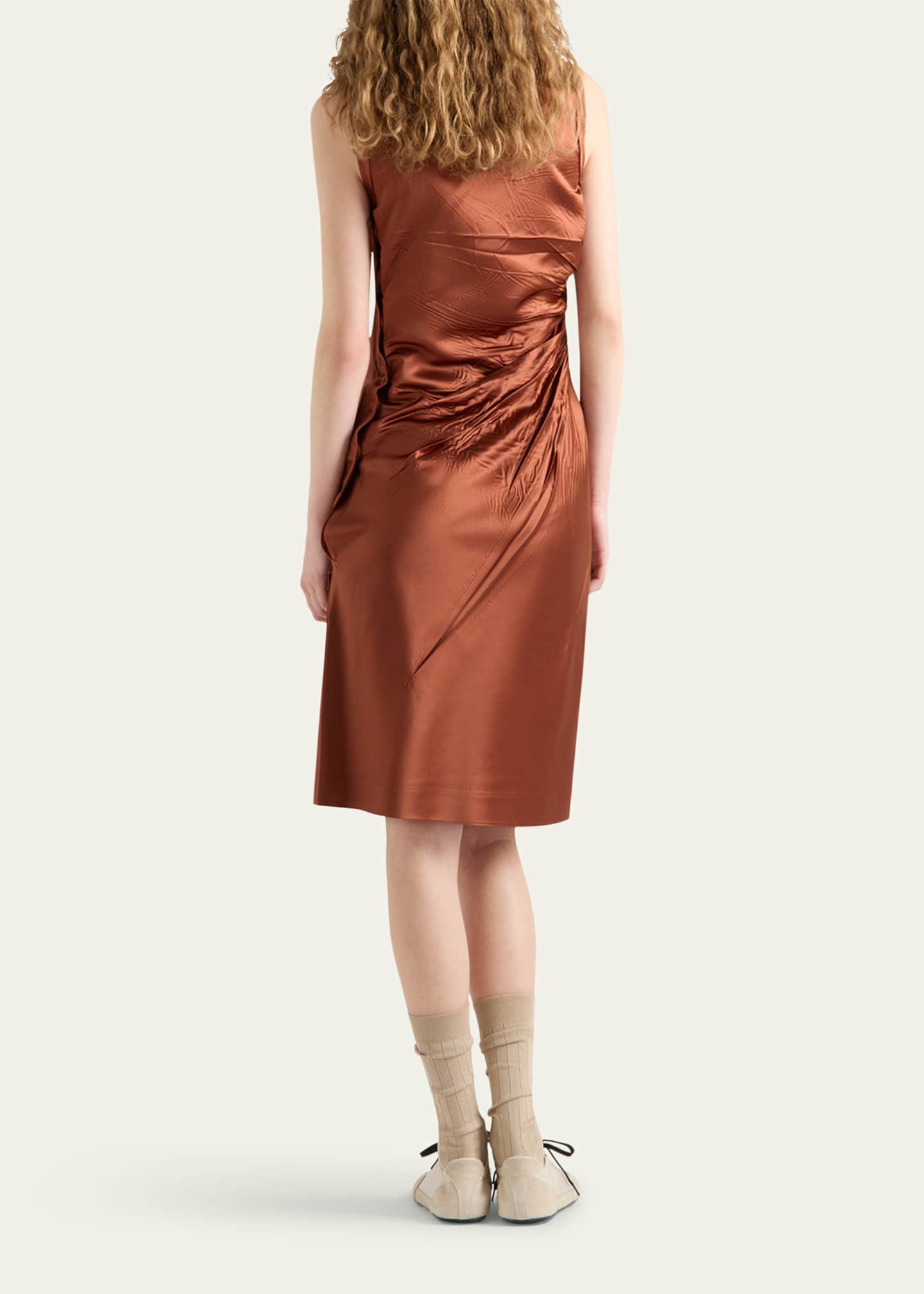 Prada Ruched Satin Silk Dress Image 3 of 4