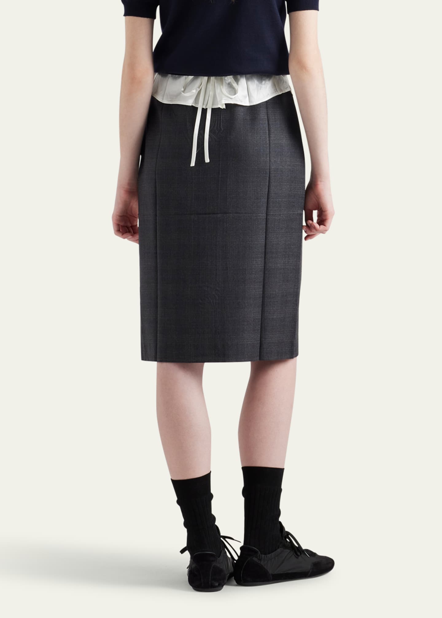 Prada Fantasia 130s Plaid Midi Skirt Image 3 of 4