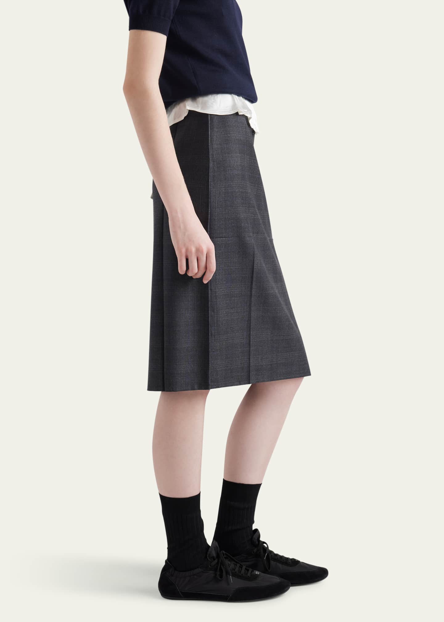 Prada Fantasia 130s Plaid Midi Skirt Image 4 of 4
