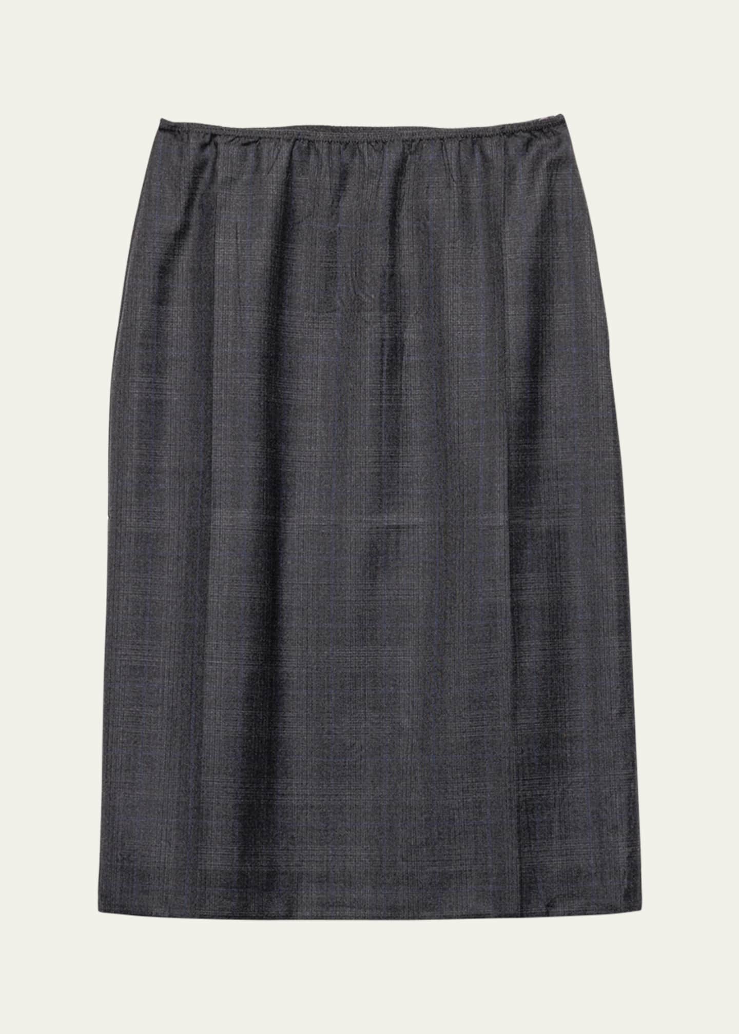 Prada Fantasia 130s Plaid Midi Skirt Image 1 of 4