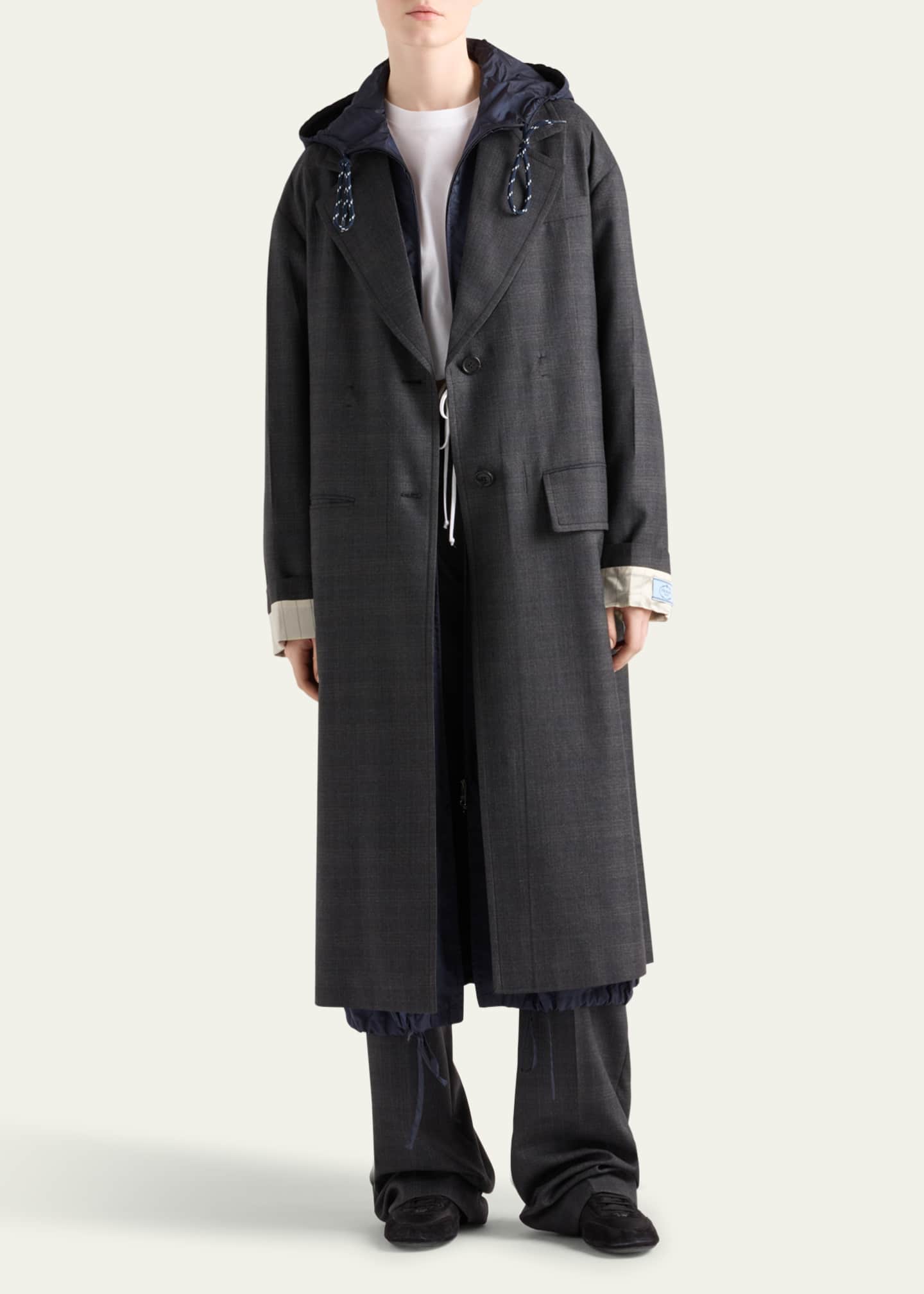 Prada Fantasia 130S Plaid Oversized Wool Overcoat Image 2 of 4