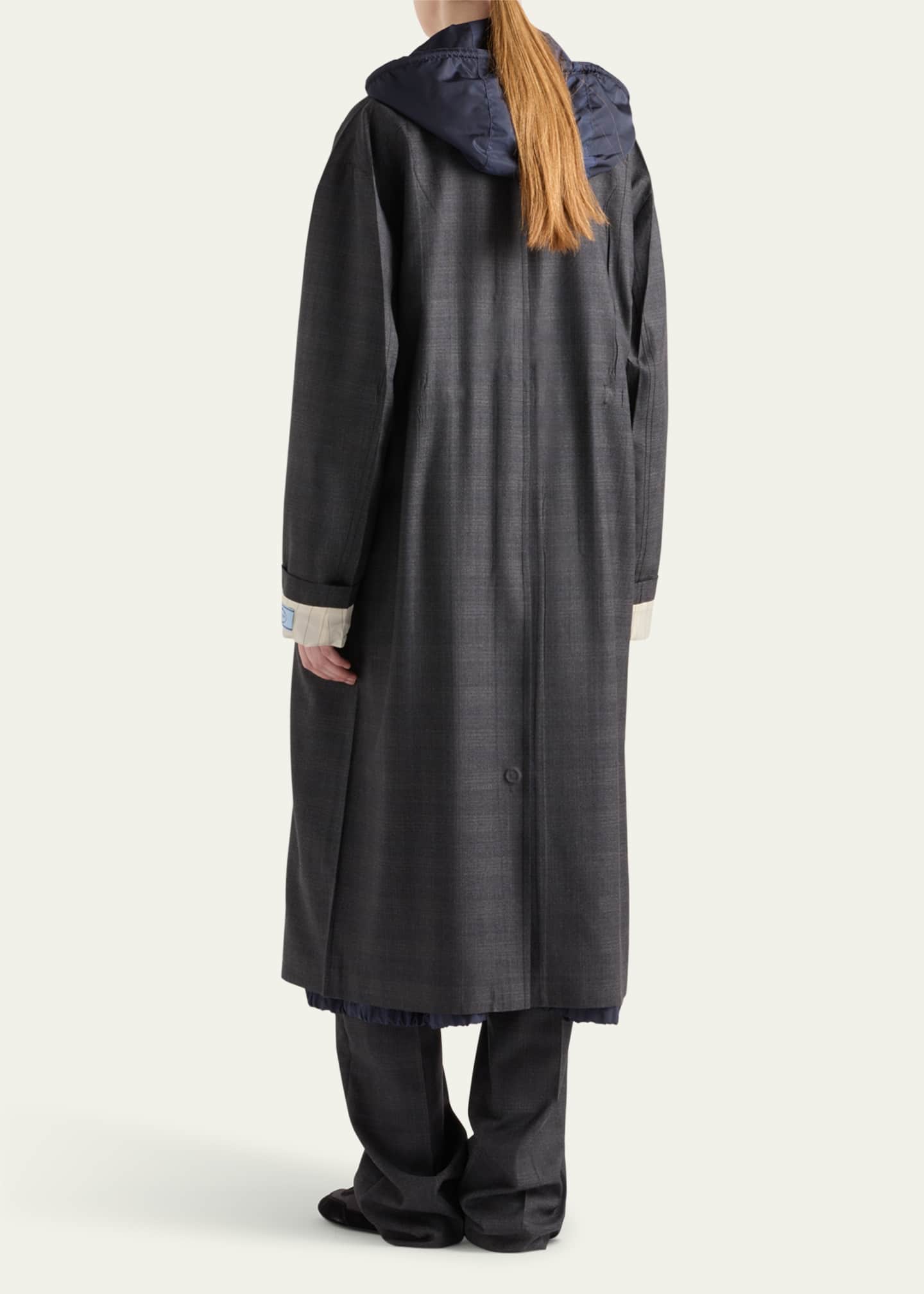 Prada Fantasia 130S Plaid Oversized Wool Overcoat Image 3 of 4