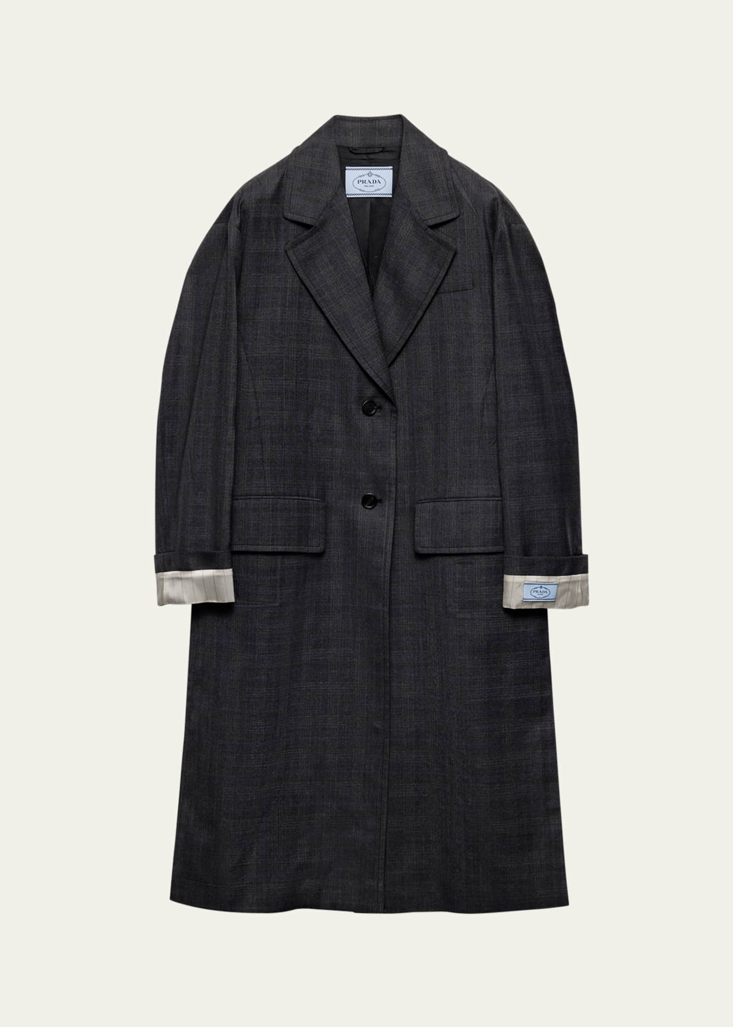 Prada Fantasia 130S Plaid Oversized Wool Overcoat Image 1 of 4