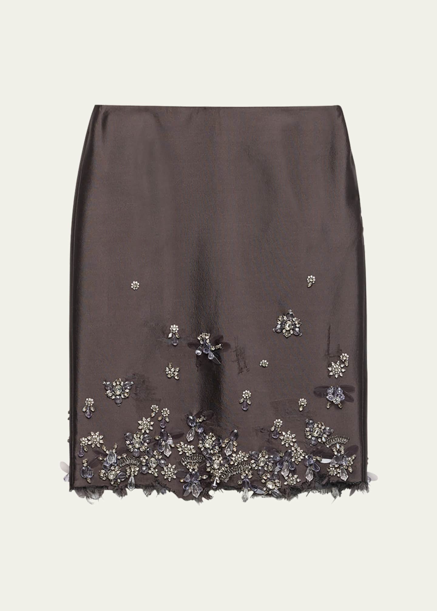 Prada Crystal Distressed Wool Midi Skirt - Bergdorf Goodman