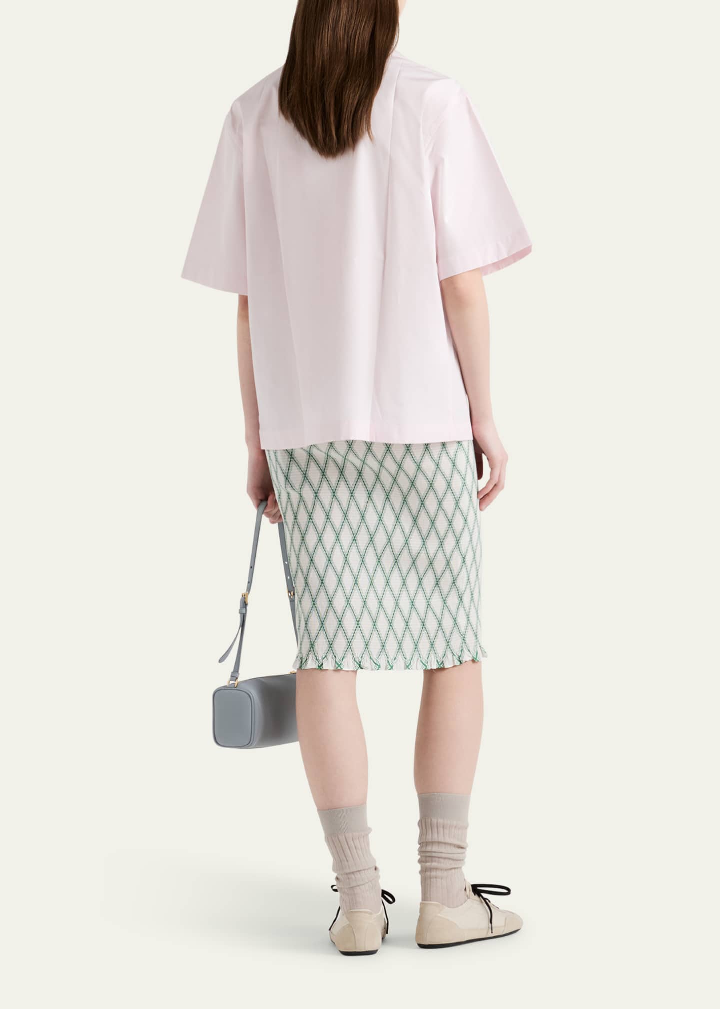 Prada Diamond Smocked Midi Skirt Image 3 of 3