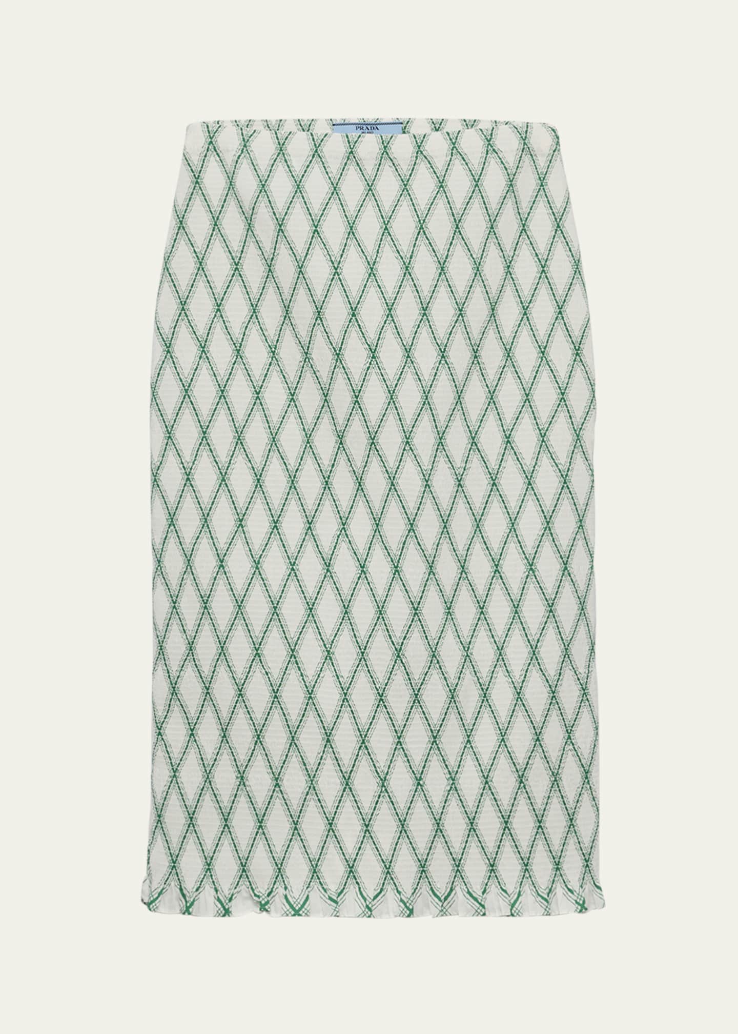 Prada Diamond Smocked Midi Skirt Image 1 of 3