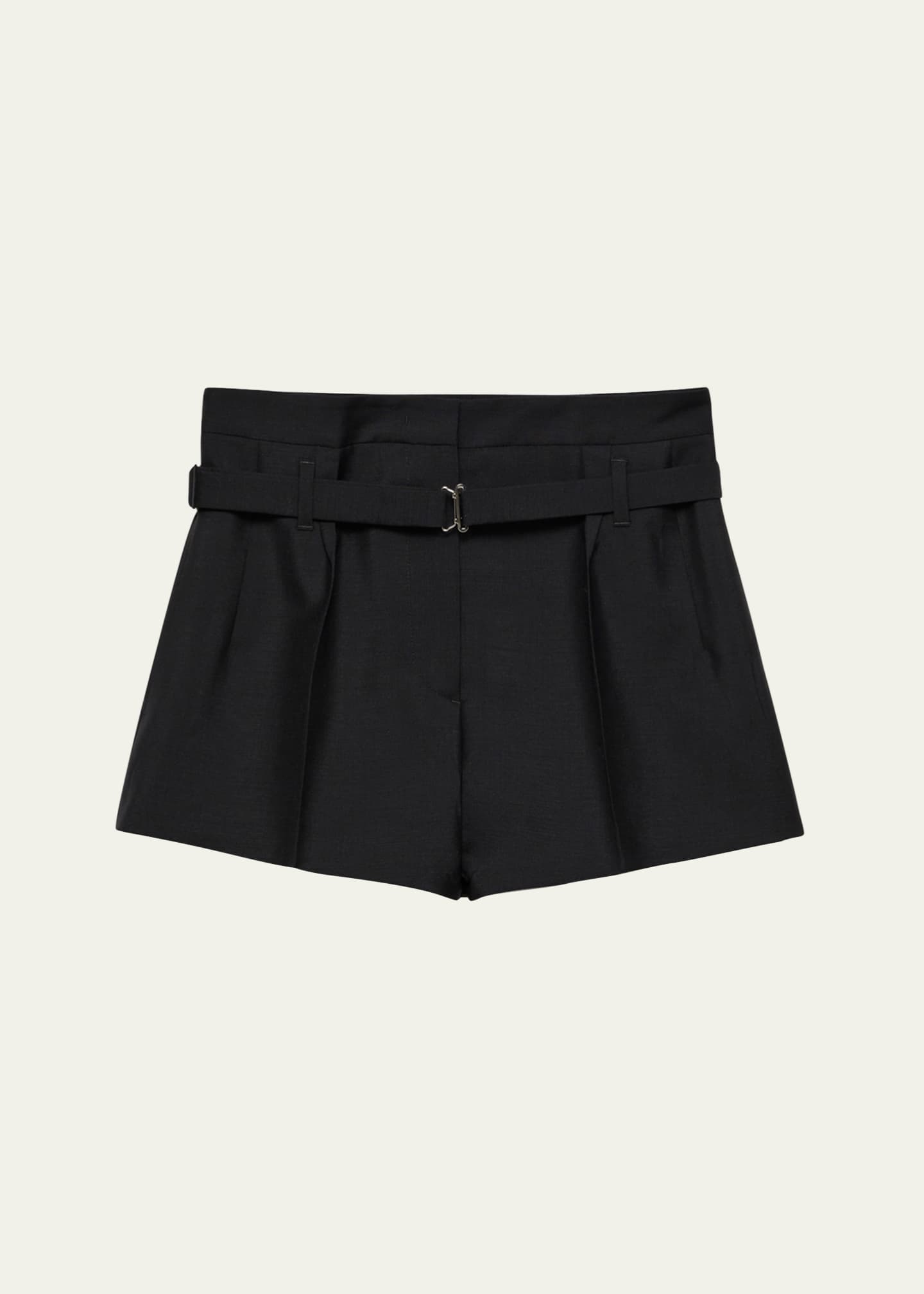Prada Belted Kid Mohair Shorts Image 1 of 3