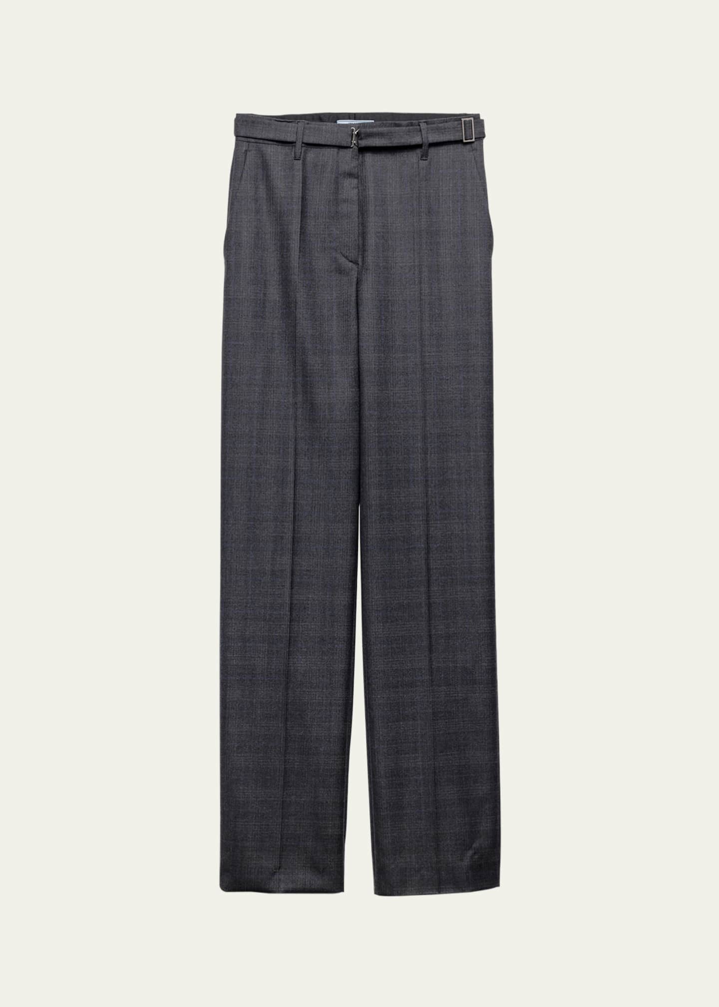 Prada Fantasia 130S Plaid Straight Leg Wool Pants Image 1 of 3