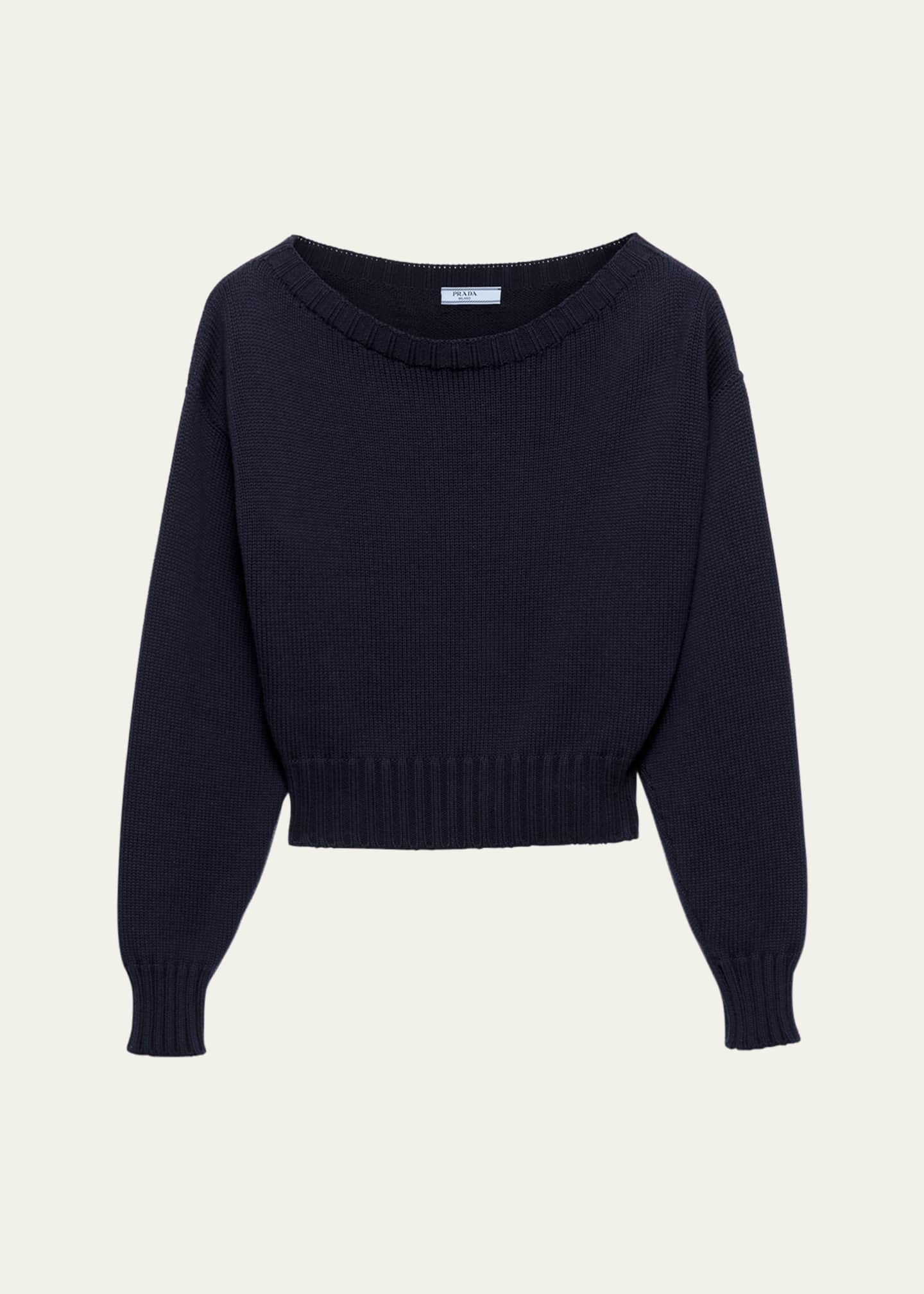 超高品質で人気の Balloon Knit Neck Boat Prada Sweater Goodman Bergdorf - トップス