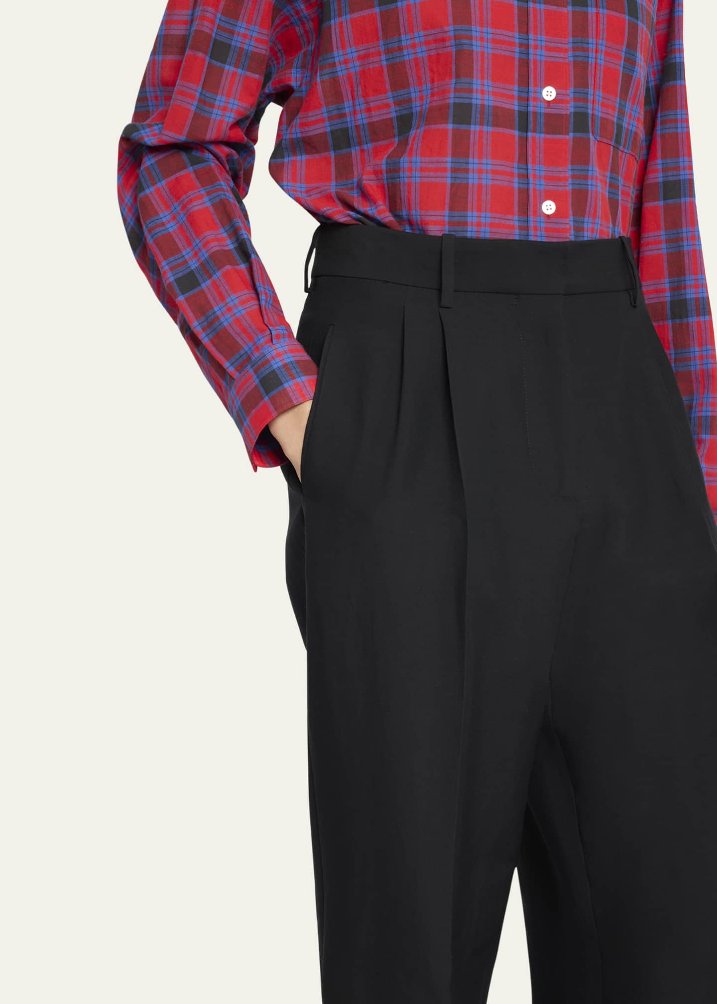 パンツ THE ROW Lilas' pants Lilas Pant Black in Wool and Linen – The Row