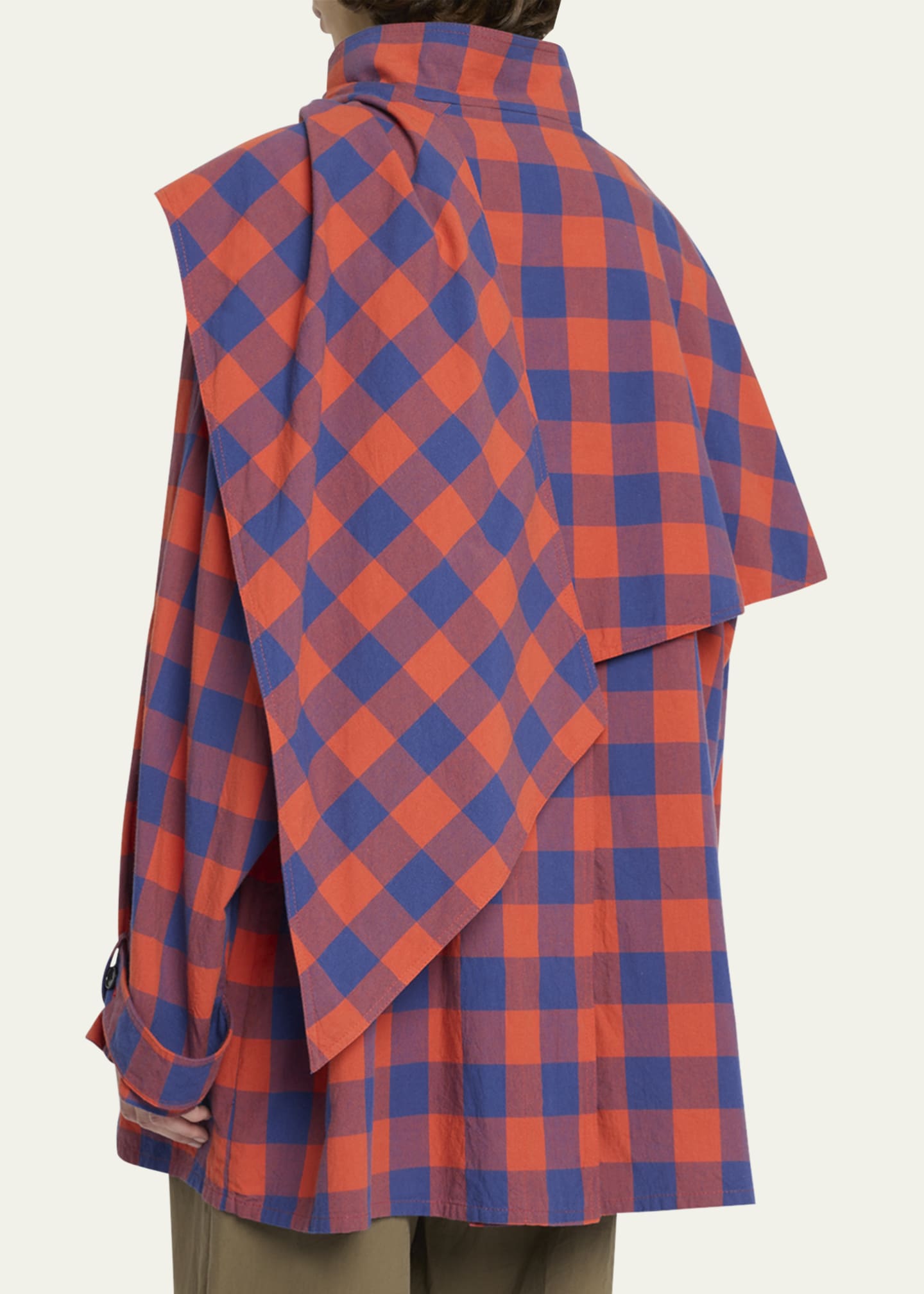 THE ROW Tina Check Draped Jacket Image 3 of 5