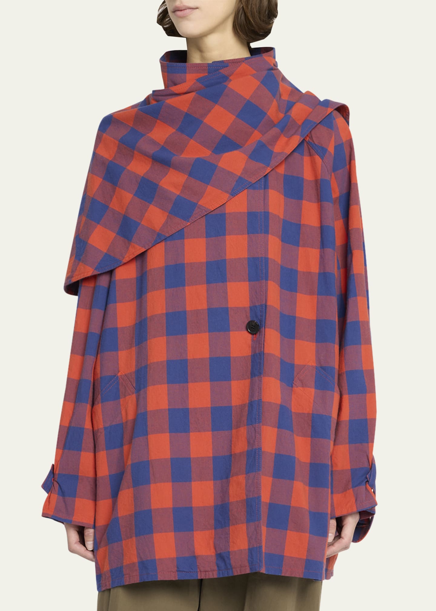 THE ROW Tina Check Draped Jacket Image 4 of 5