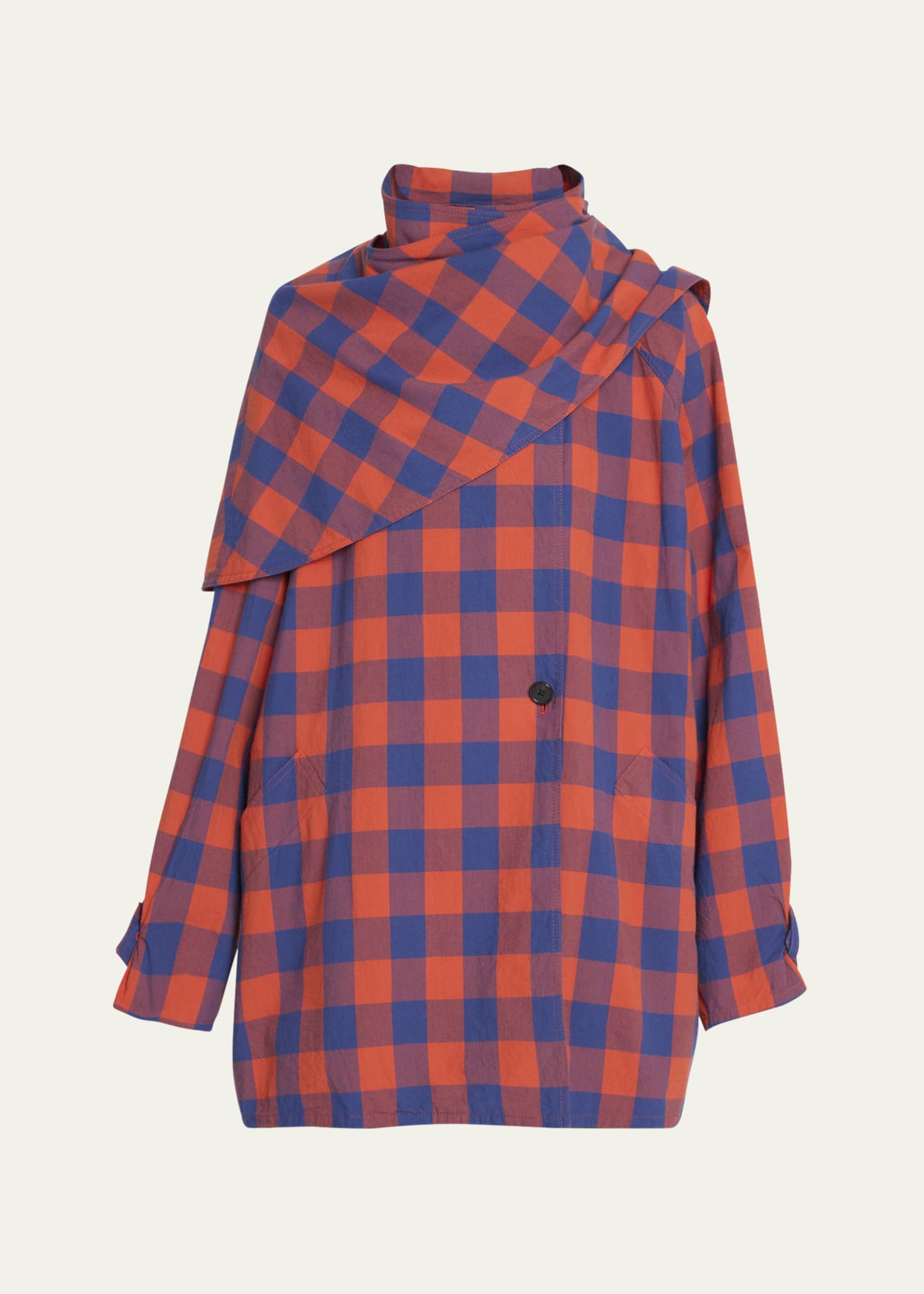 THE ROW Tina Check Draped Jacket Image 1 of 5