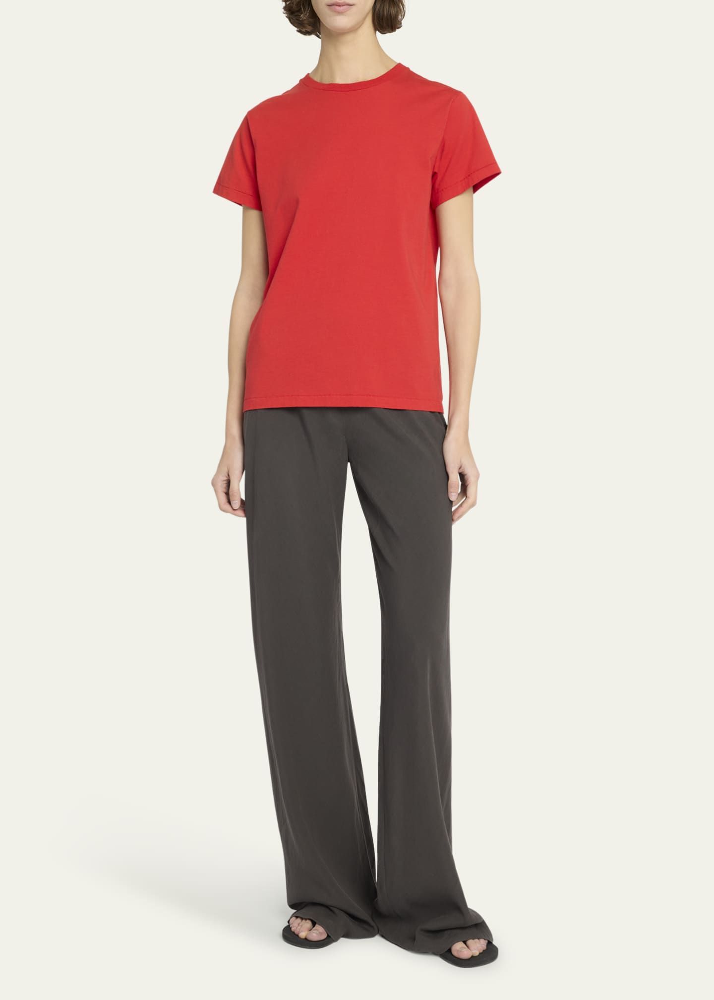 THE ROW Gala Silk-Linen Straight-Leg Pants Image 2 of 5