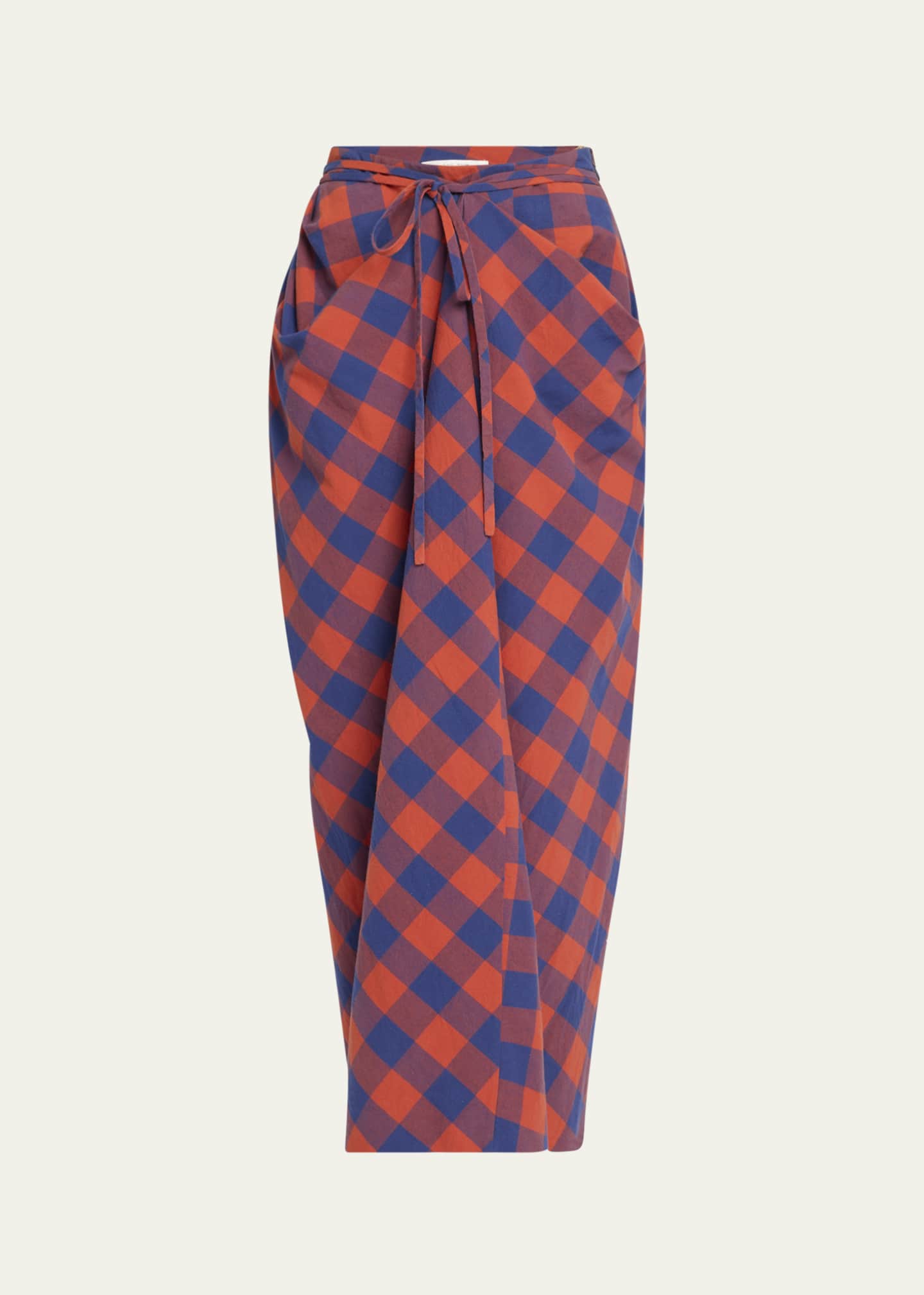 THE ROW Esperanza Long Check Self-Tie Skirt Image 1 of 5