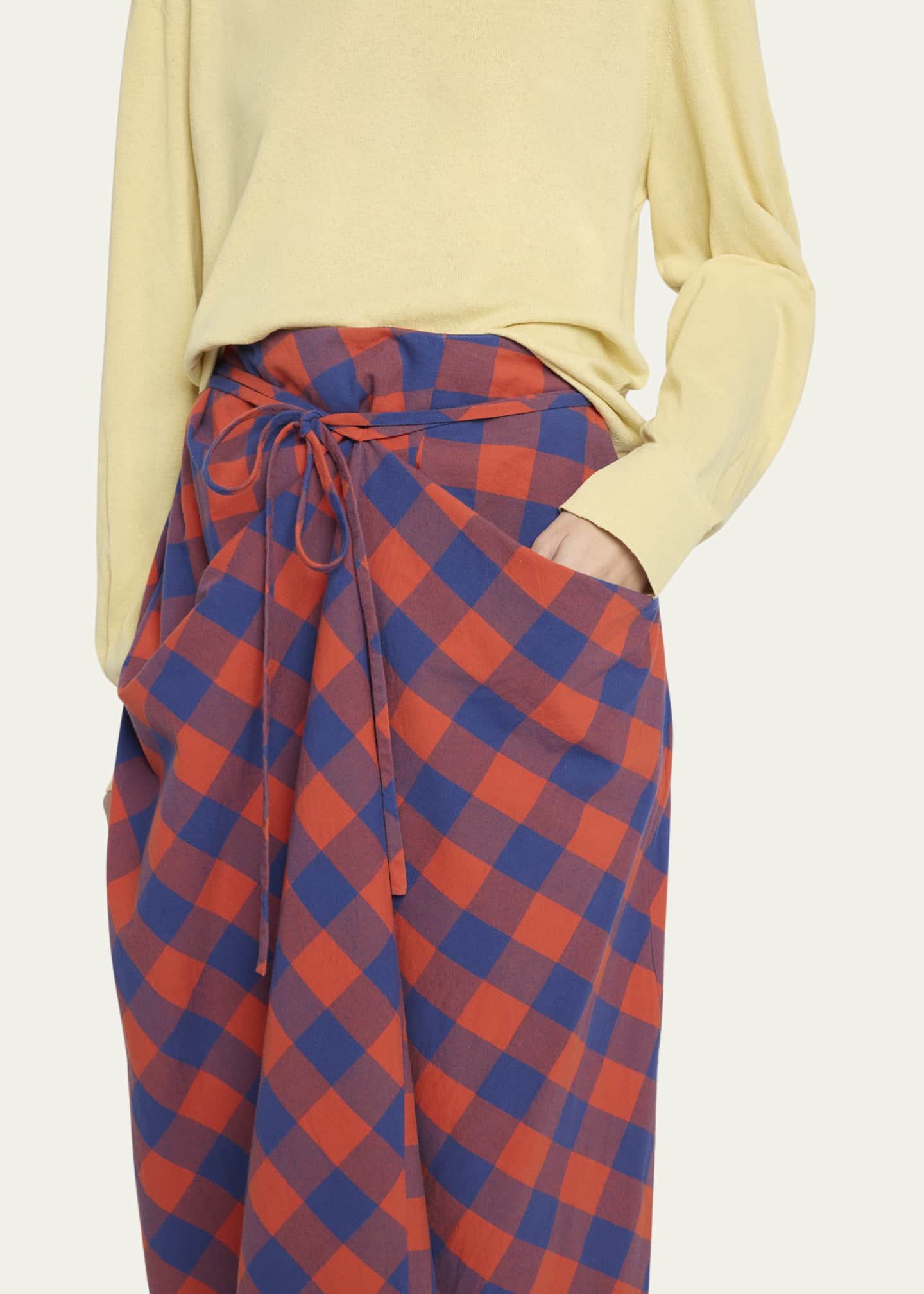 THE ROW Esperanza Long Check Self-Tie Skirt Image 5 of 5