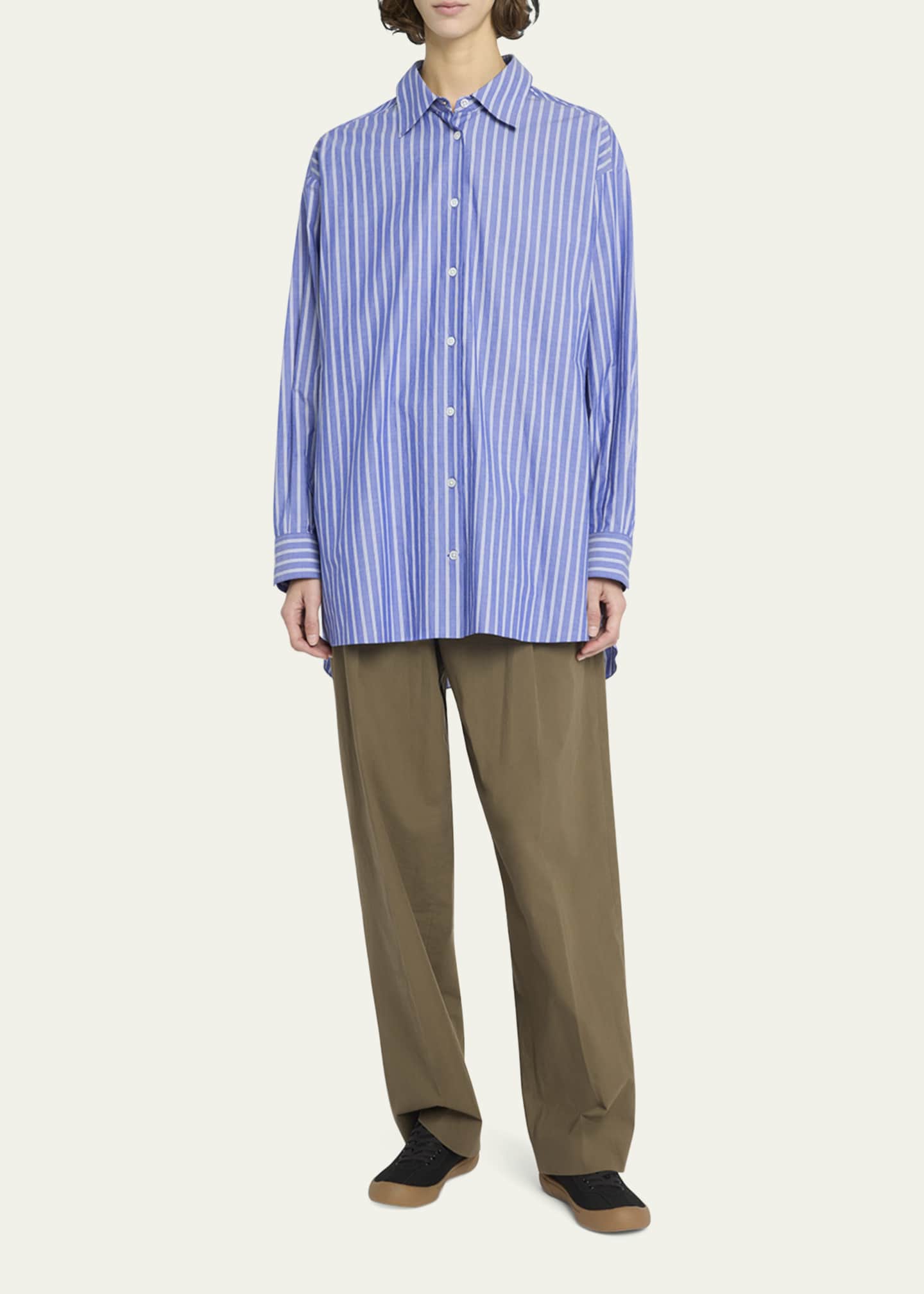 THE ROW Luka Stripe Button Down Shirt Image 2 of 5
