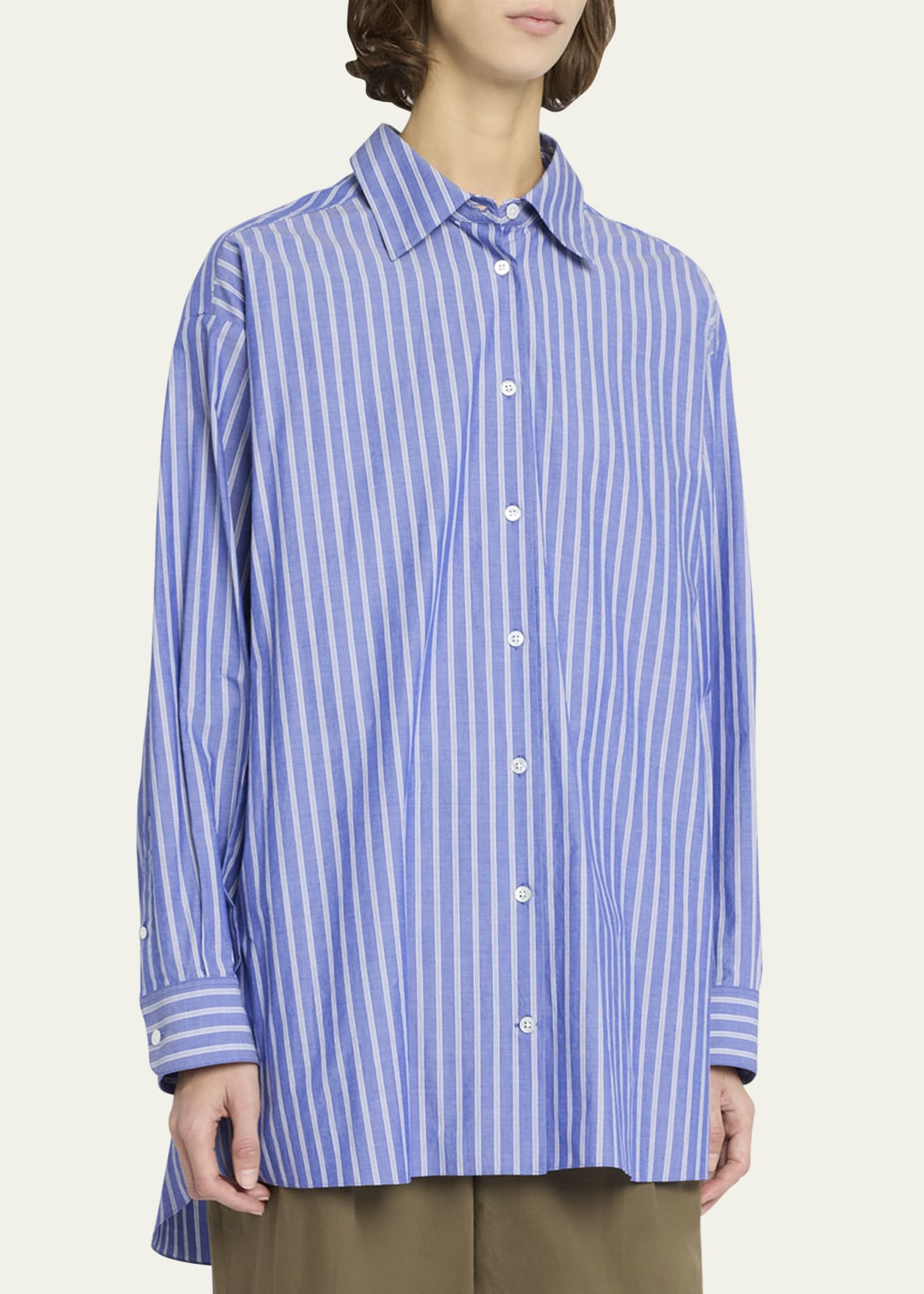 THE ROW Luka Stripe Button Down Shirt Image 4 of 5