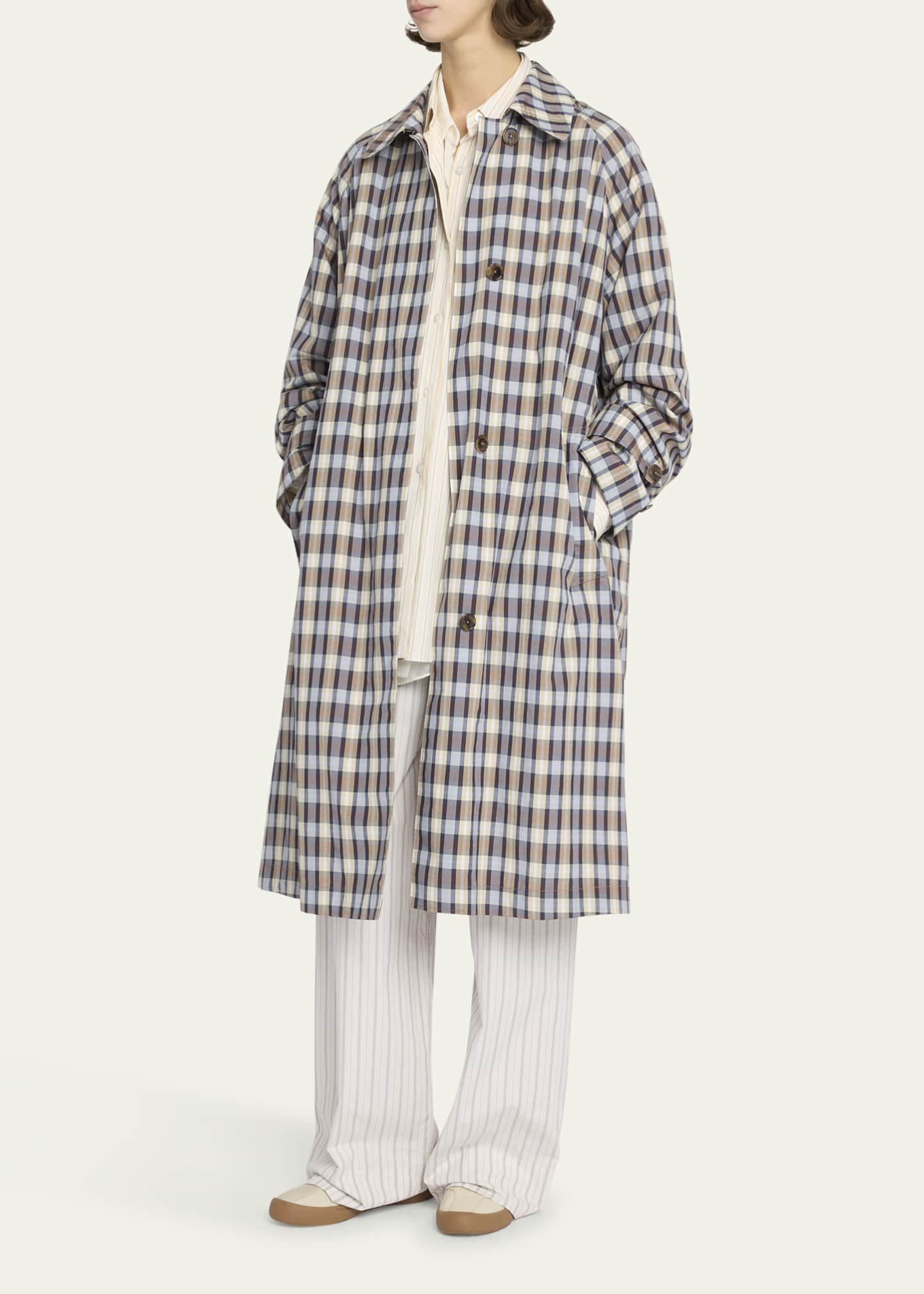 THE ROW Tavishina Check Long Coat Image 4 of 5
