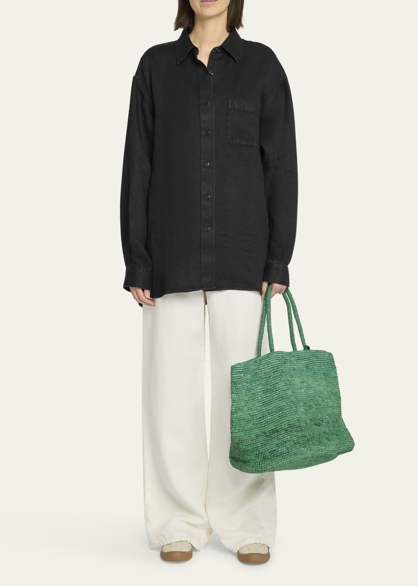 THE ROW Eglitta Straight-Leg Linen Jeans Image 2 of 5