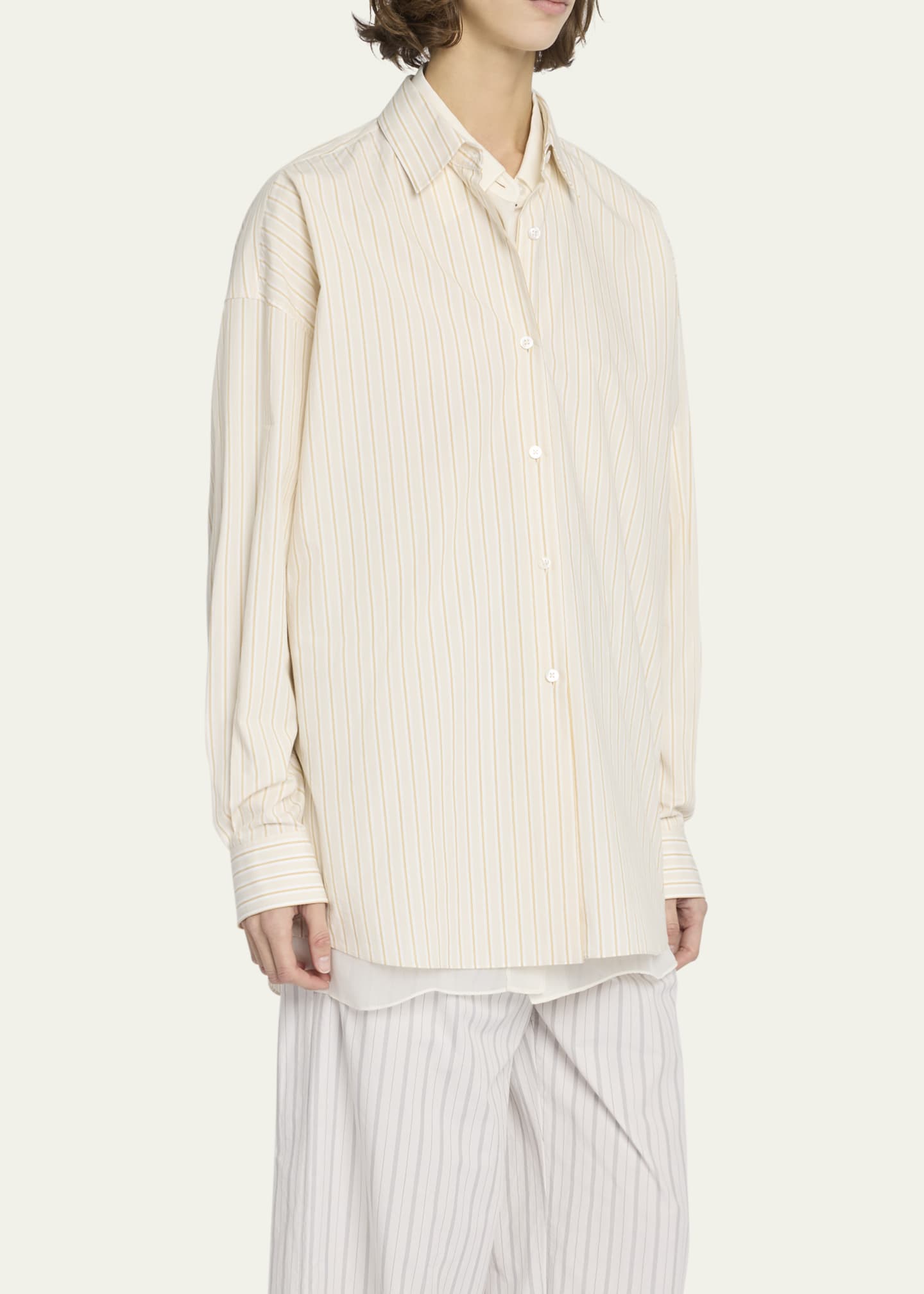 THE ROW Caster Striped Oversized Button-Down Shirt Image 4 of 5
