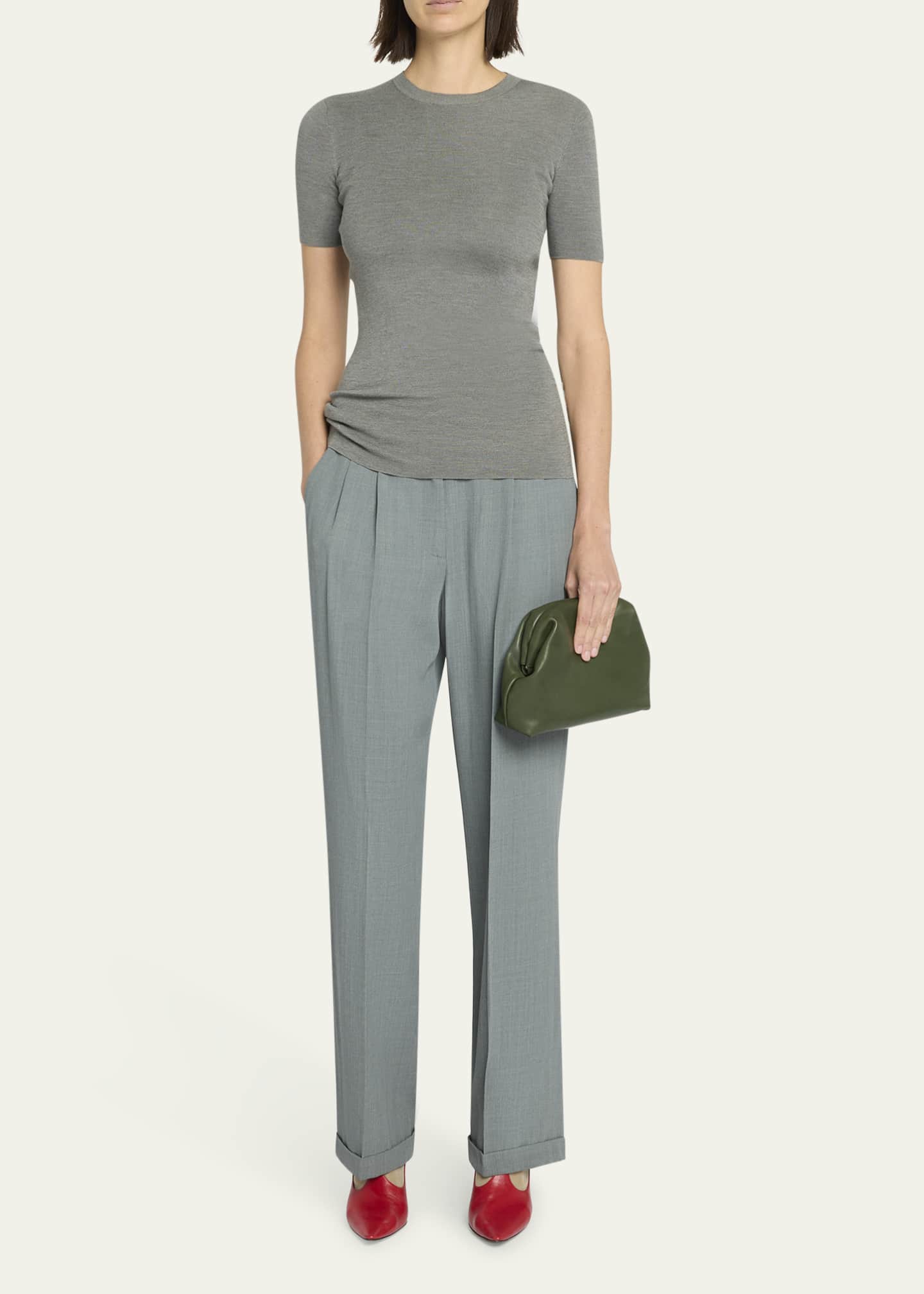 THE ROW Everhart Pleated Straight-Leg Pants Image 2 of 5