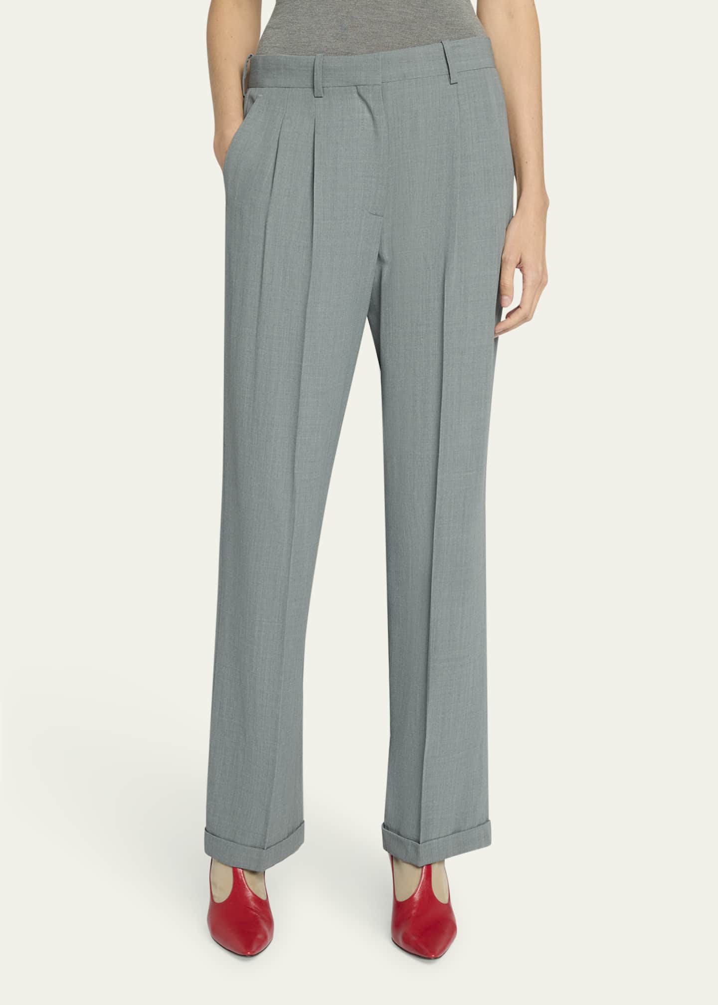 THE ROW Everhart Pleated Straight-Leg Pants Image 4 of 5