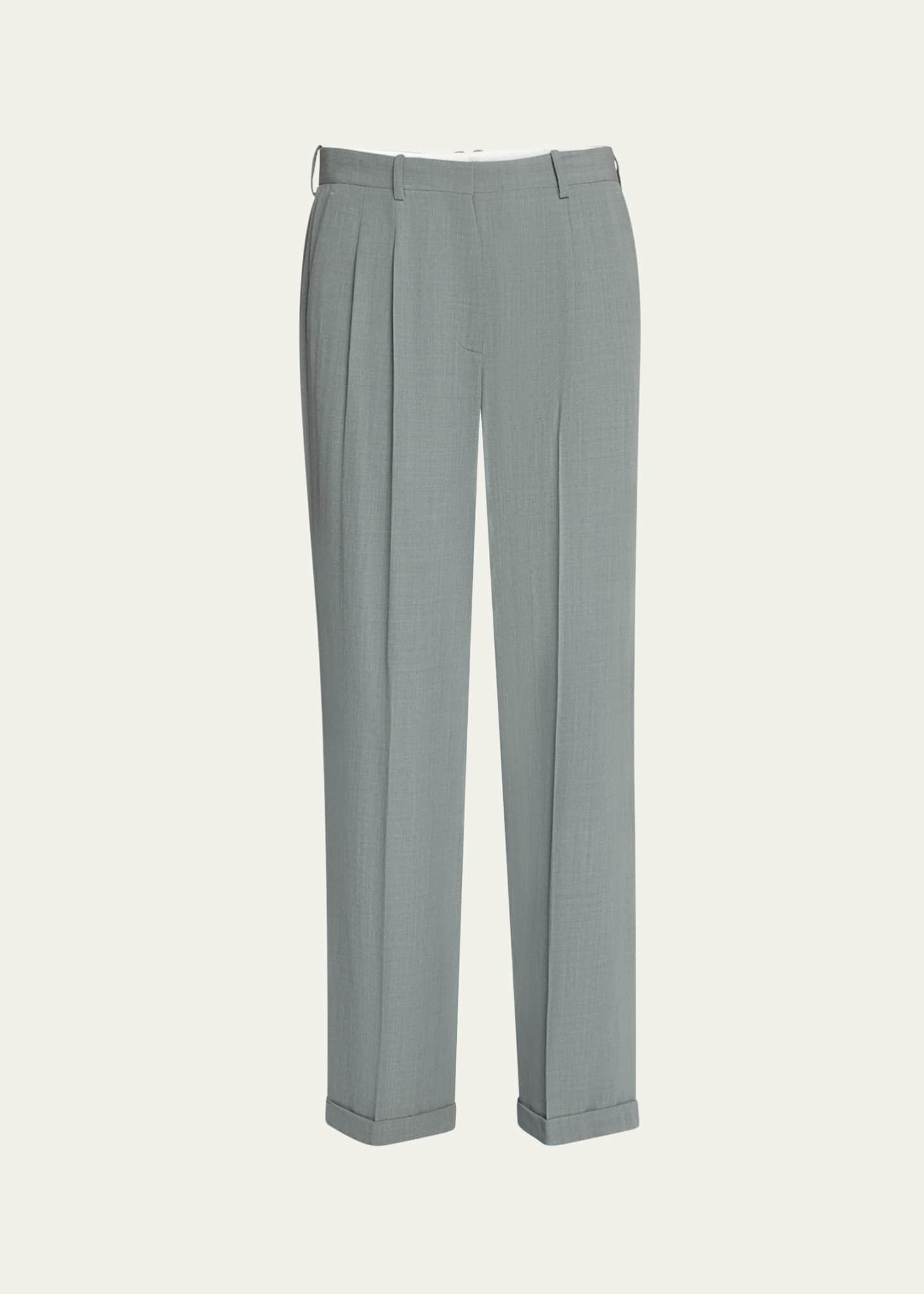 THE ROW Everhart Pleated Straight-Leg Pants Image 1 of 5