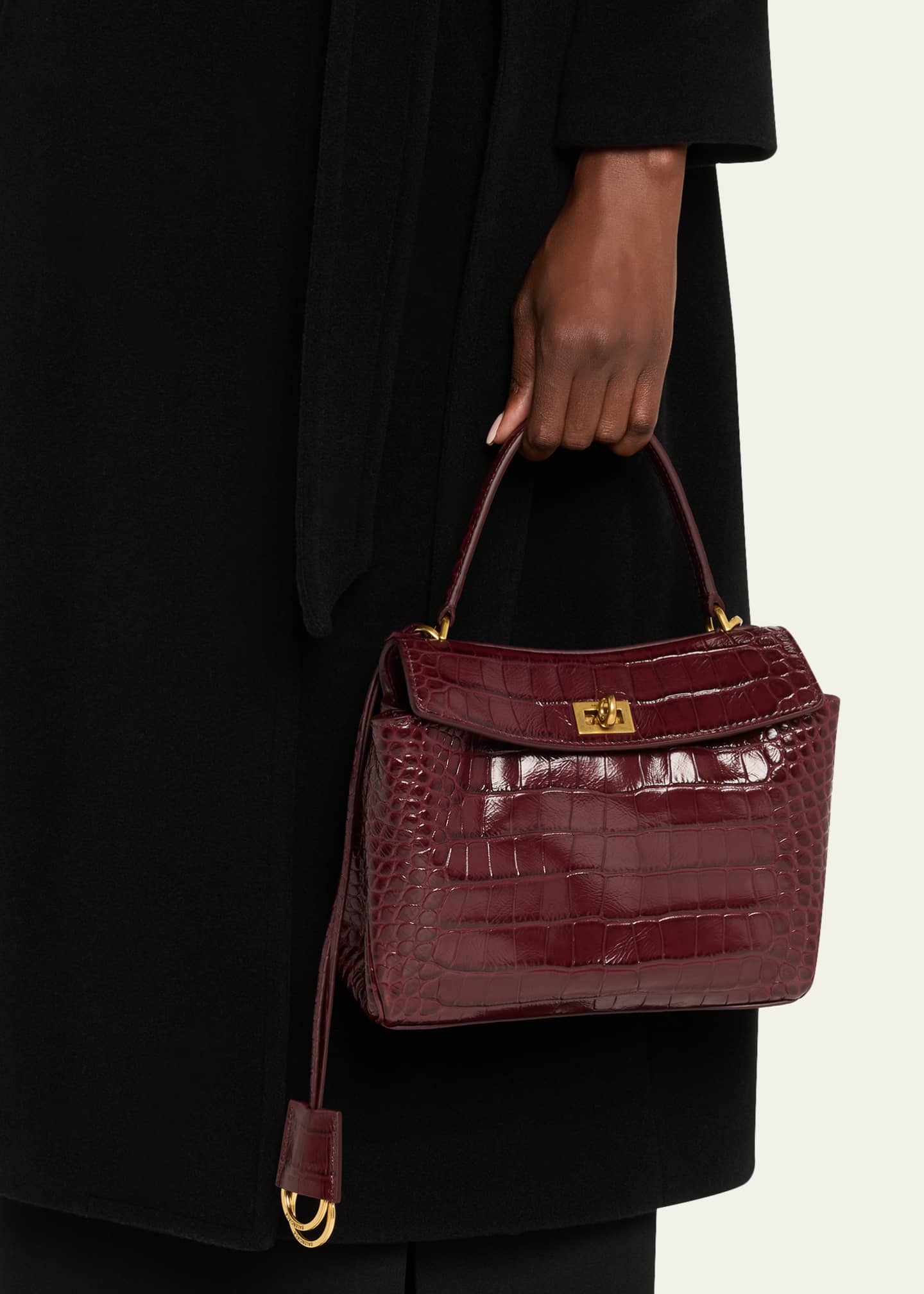 Balenciaga Rodeo Mini Croc-Embossed Top-Handle Bag Image 2 of 6