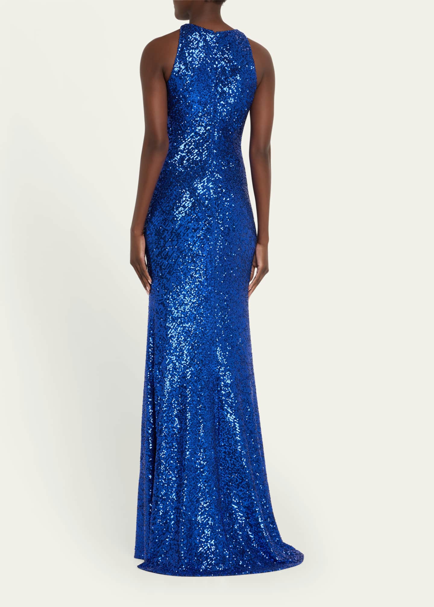 Naeem Khan Ombre Stretch Sequin Halter Gown Image 3 of 5