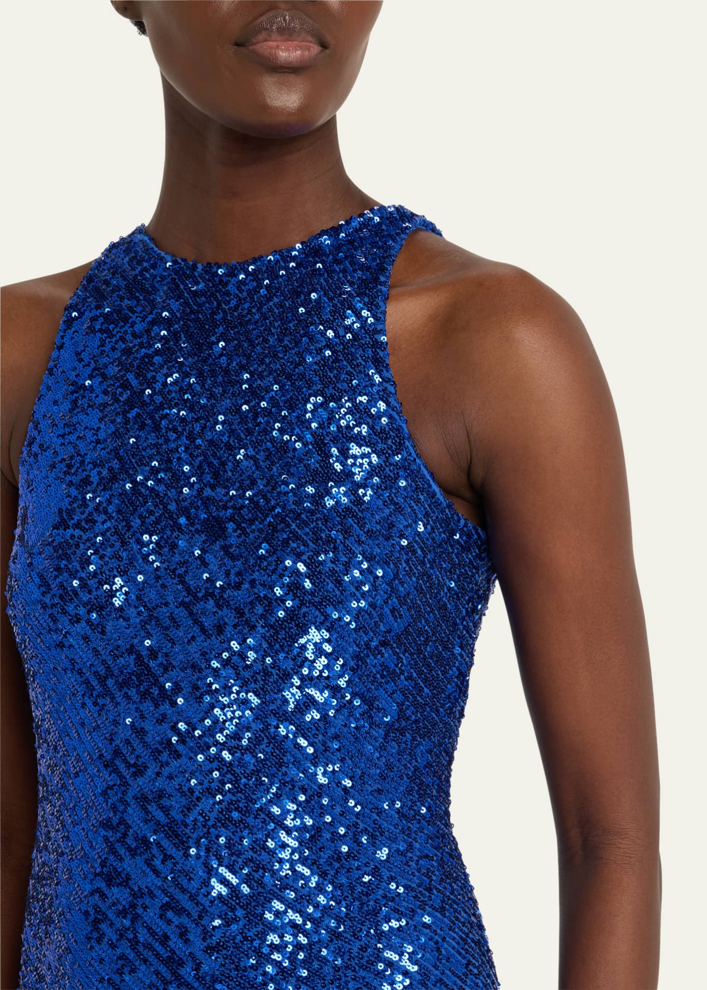 Naeem Khan Ombre Stretch Sequin Halter Gown Image 5 of 5