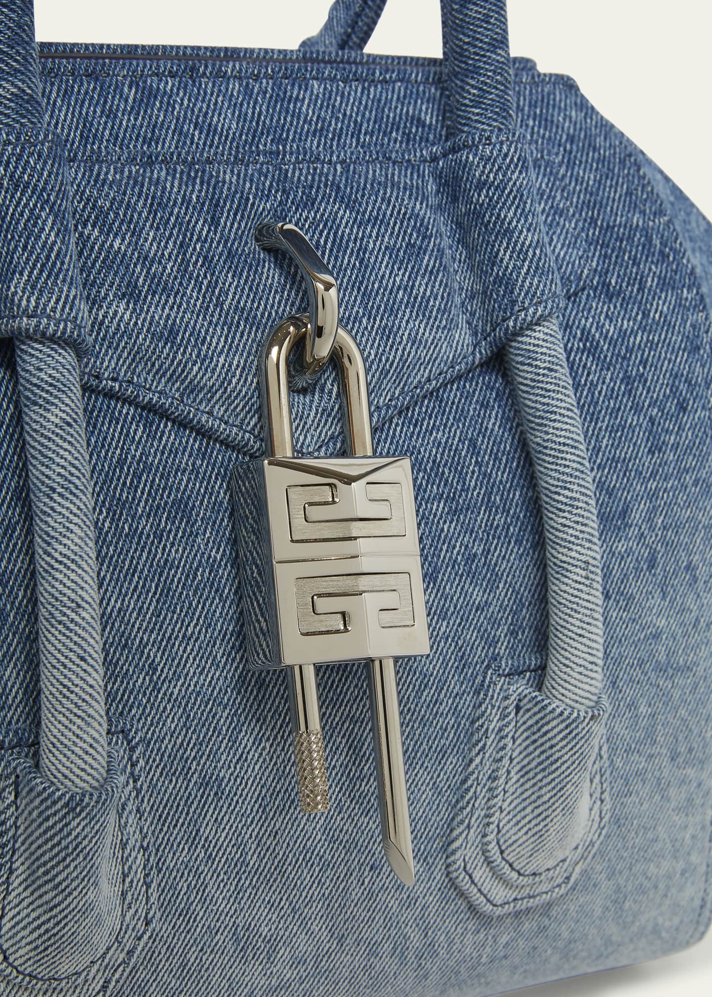 Givenchy Antigona Lock Mini Top-Handle Bag in Faded Denim Image 6 of 6