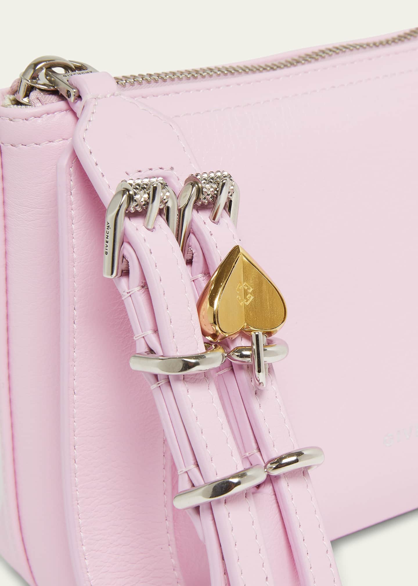 Givenchy Voyou Small Pouch Bag in Leather with Buckle and Heart Lock Wristlet Image 6 of 6