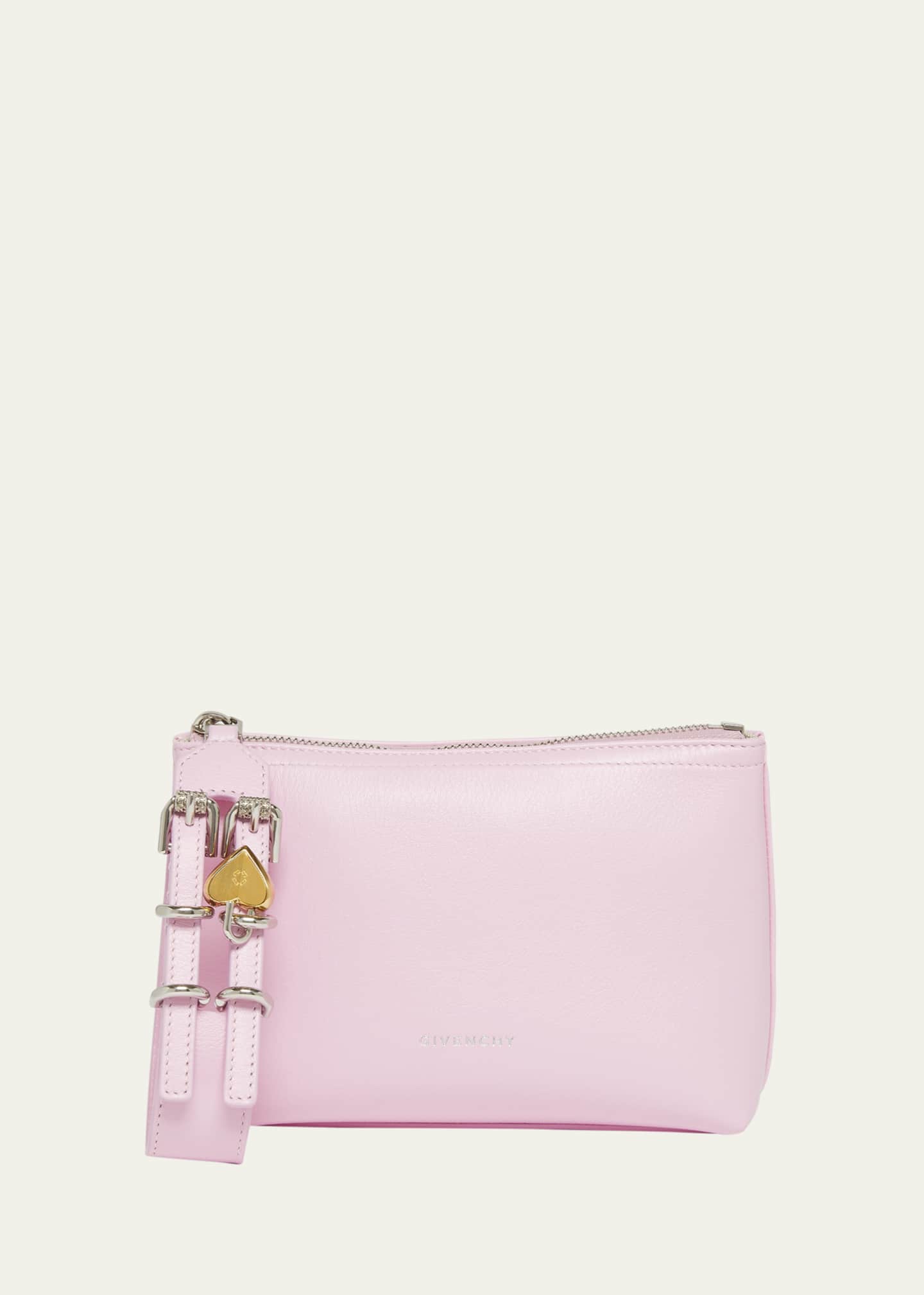 Givenchy Voyou Small Pouch Bag in Leather with Buckle and Heart Lock Wristlet Image 1 of 6