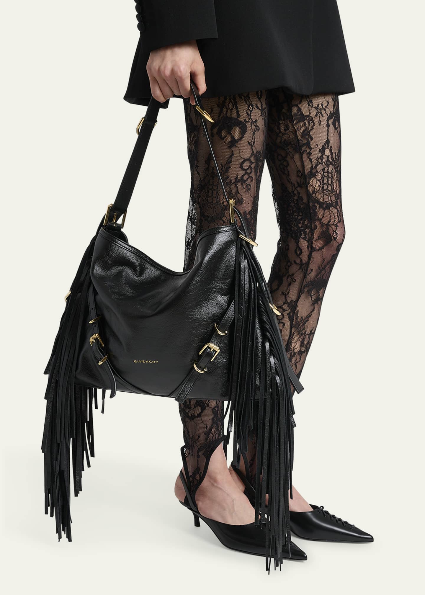 Givenchy Voyou Medium Shoulder Bag in Fringe Leather Image 2 of 6