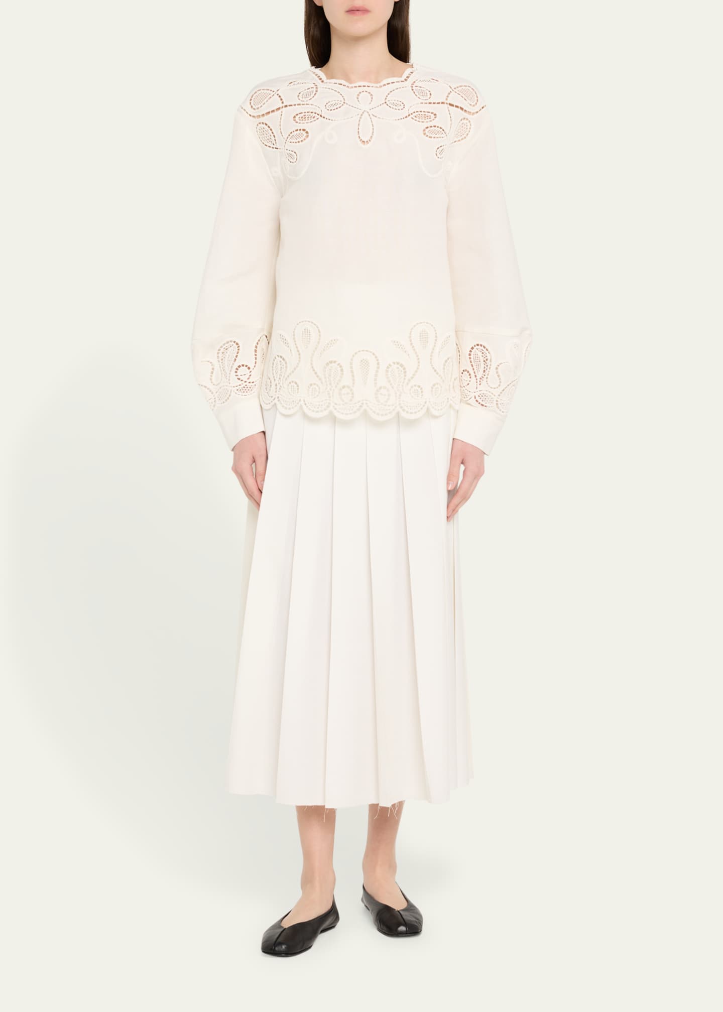 SIMKHAI Wendlyn Embroidered Long-Sleeve Top Image 2 of 5
