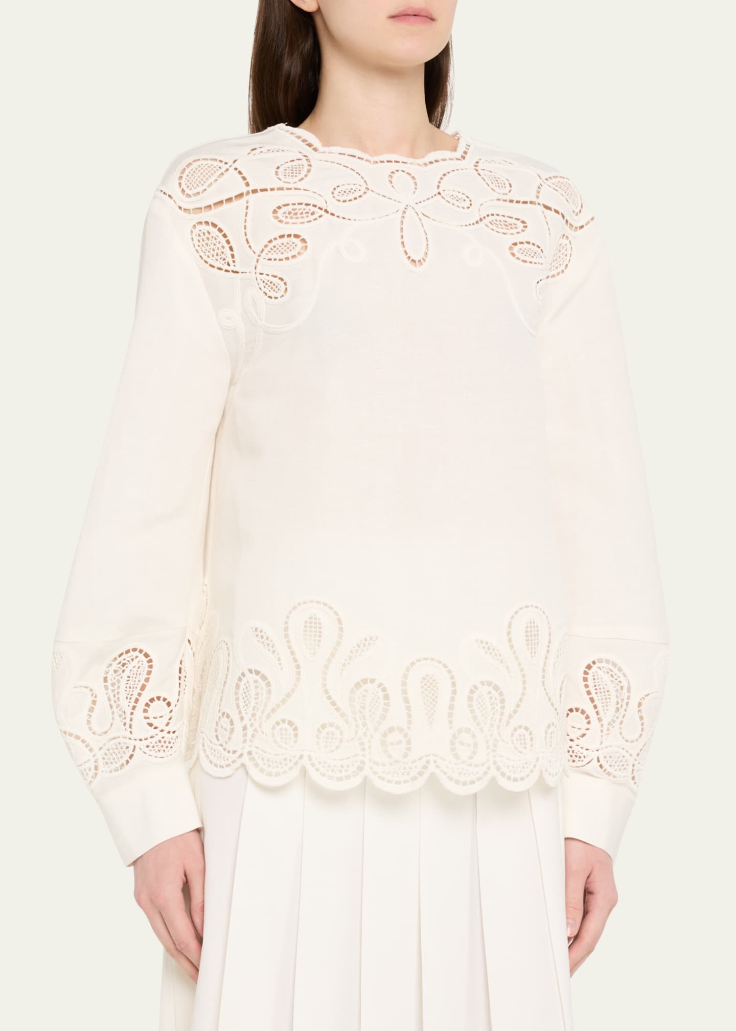 SIMKHAI Wendlyn Embroidered Long-Sleeve Top Image 4 of 5