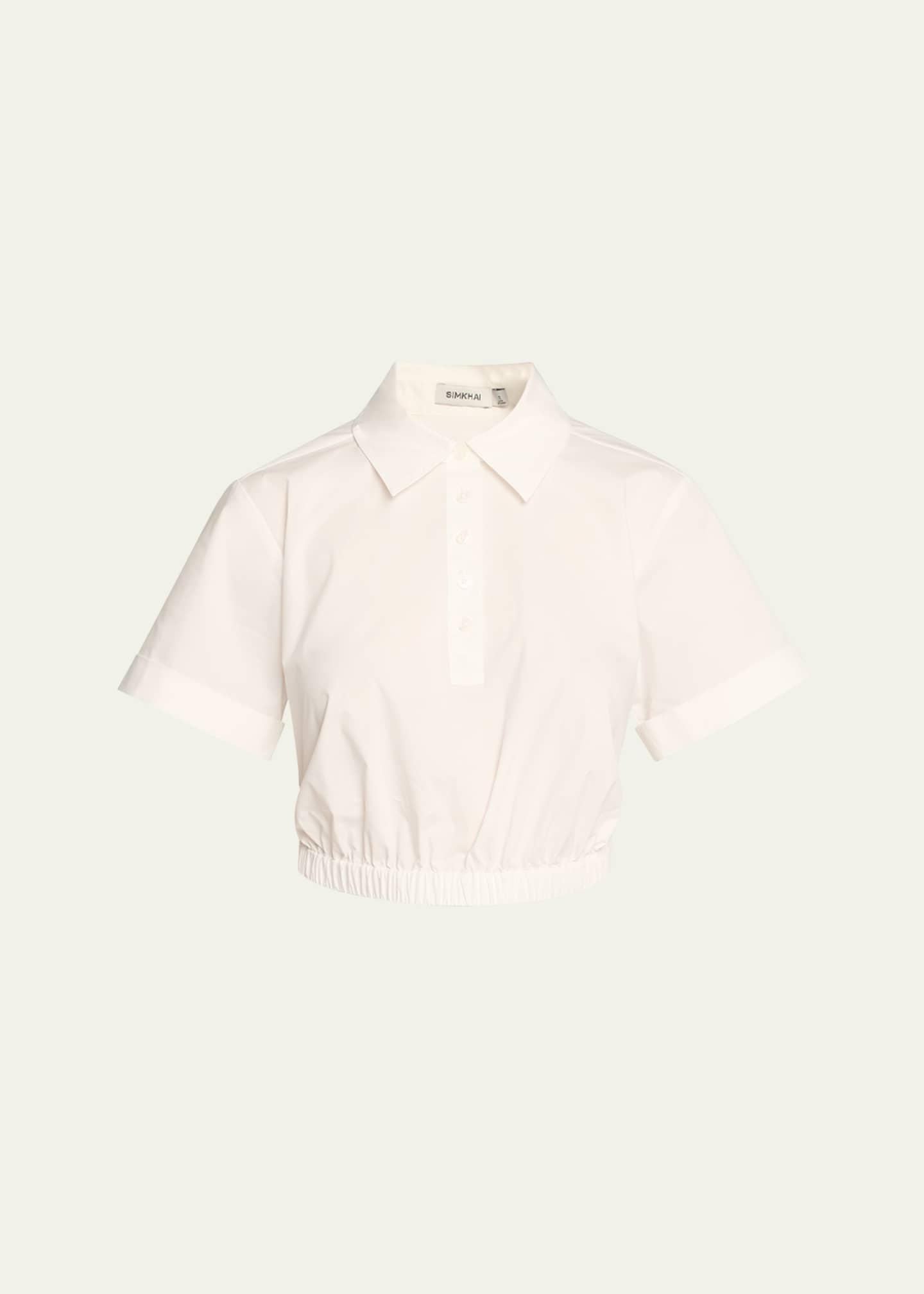 SIMKHAI Nicky Short-Sleeve Crop Top Image 1 of 5