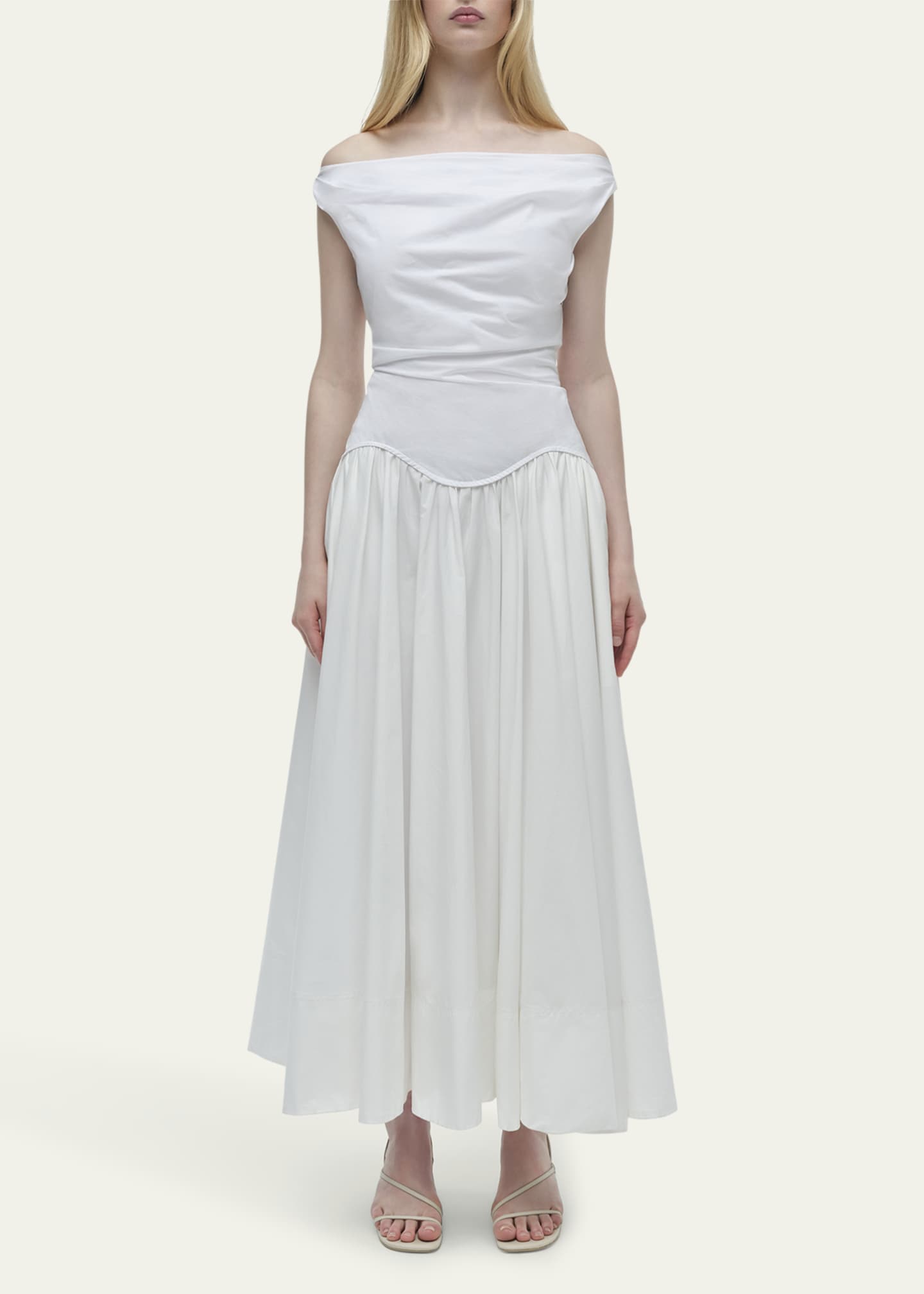 SIMKHAI Cersei Drop-Waist Off-The-Shoulder Midi Dress Image 2 of 5
