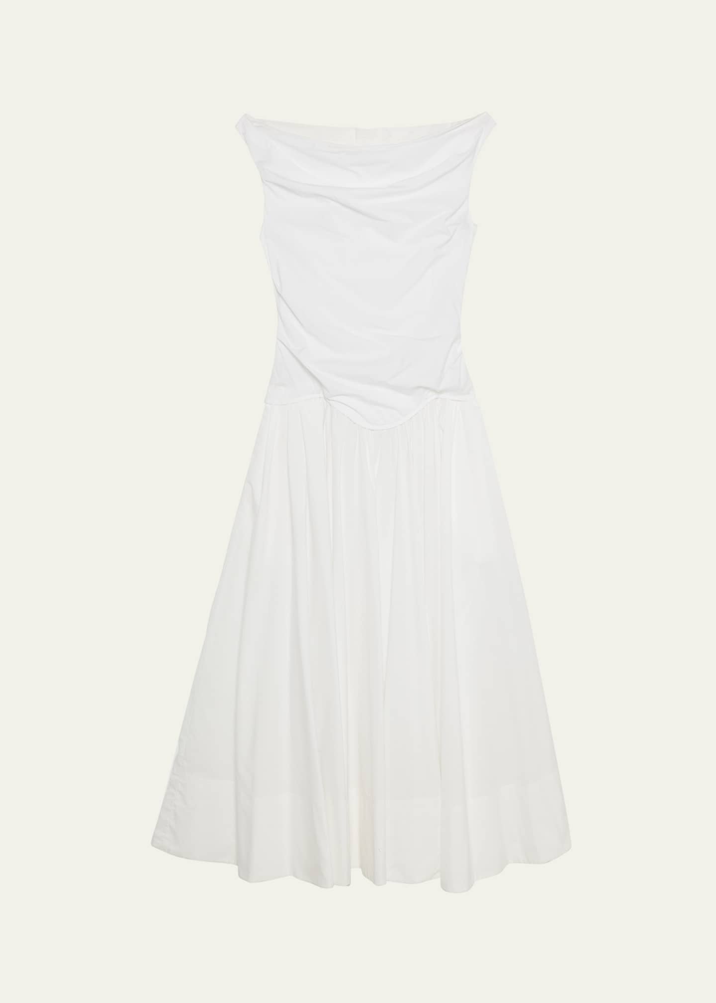 SIMKHAI Cersei Drop-Waist Off-The-Shoulder Midi Dress Image 1 of 5