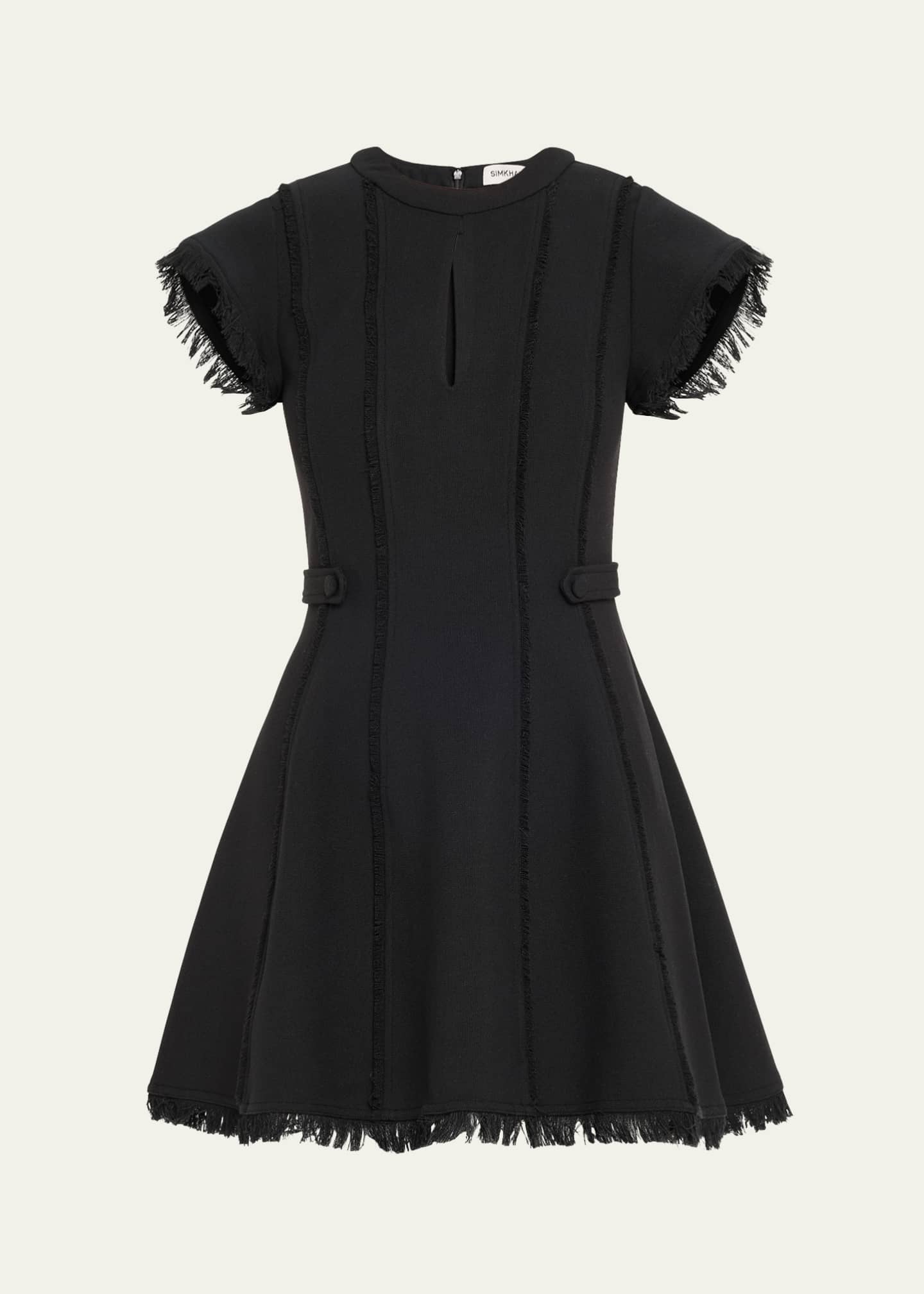 SIMKHAI Anielle Fringe Short-Sleeve Mini Dress Image 1 of 5